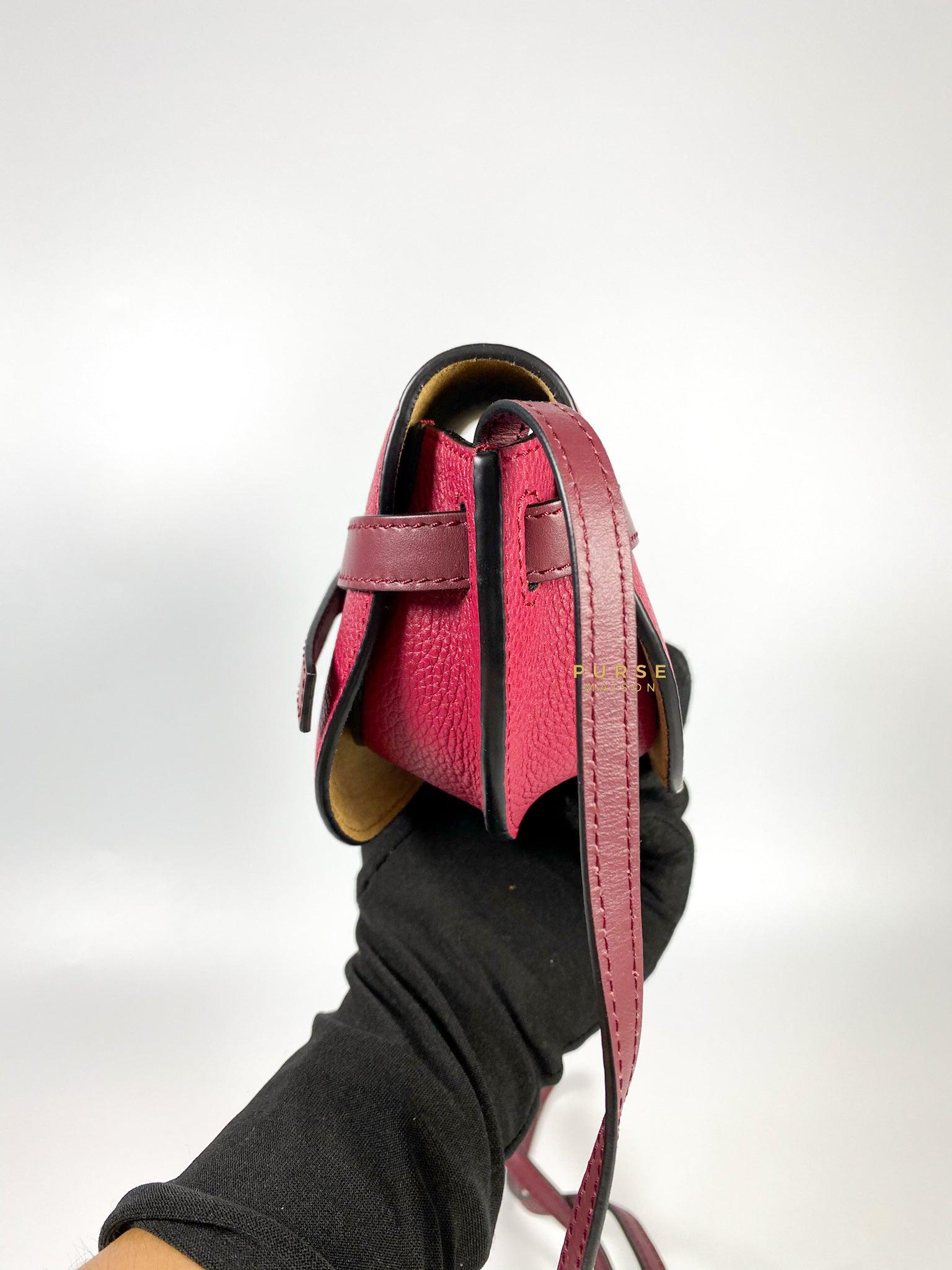 Loewe Mini Gate Raspberry Wine Leather Cross Body Bag