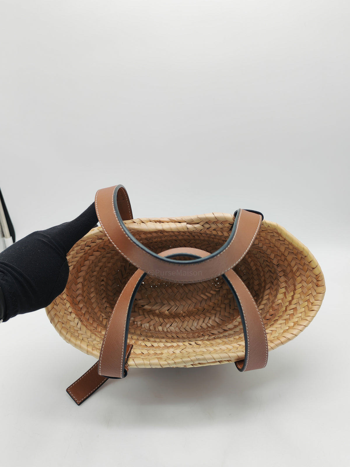 Loewe Palm Leaf & Brown Leather Small Basket Bag | Purse Maison Luxury Bags Shop