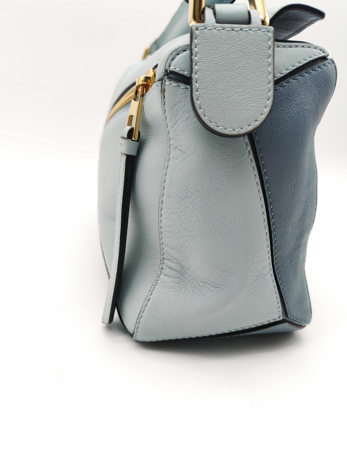 Loewe Puzzle Bag Medium in Tricolor Blue Calfskin Leather and Light Gold Hardware | Purse Maison Luxury Bags Shop