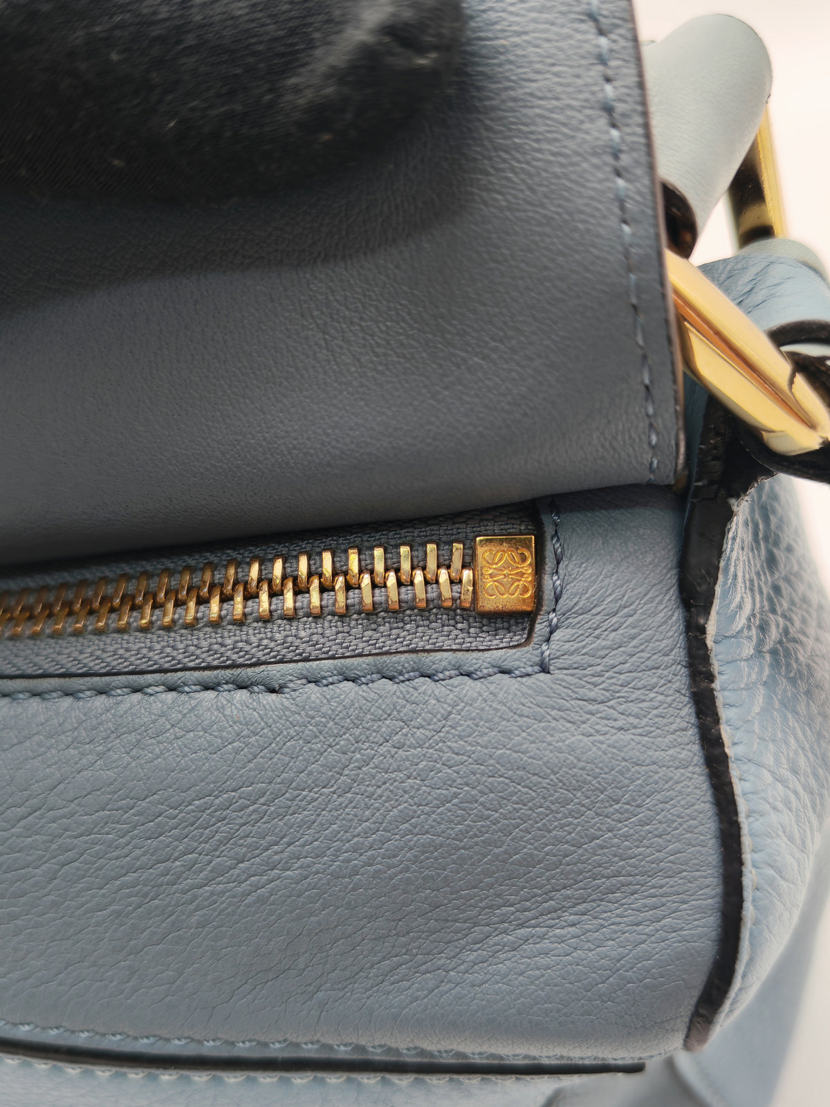 Loewe Puzzle Bag Medium in Tricolor Blue Calfskin Leather and Light Gold Hardware | Purse Maison Luxury Bags Shop