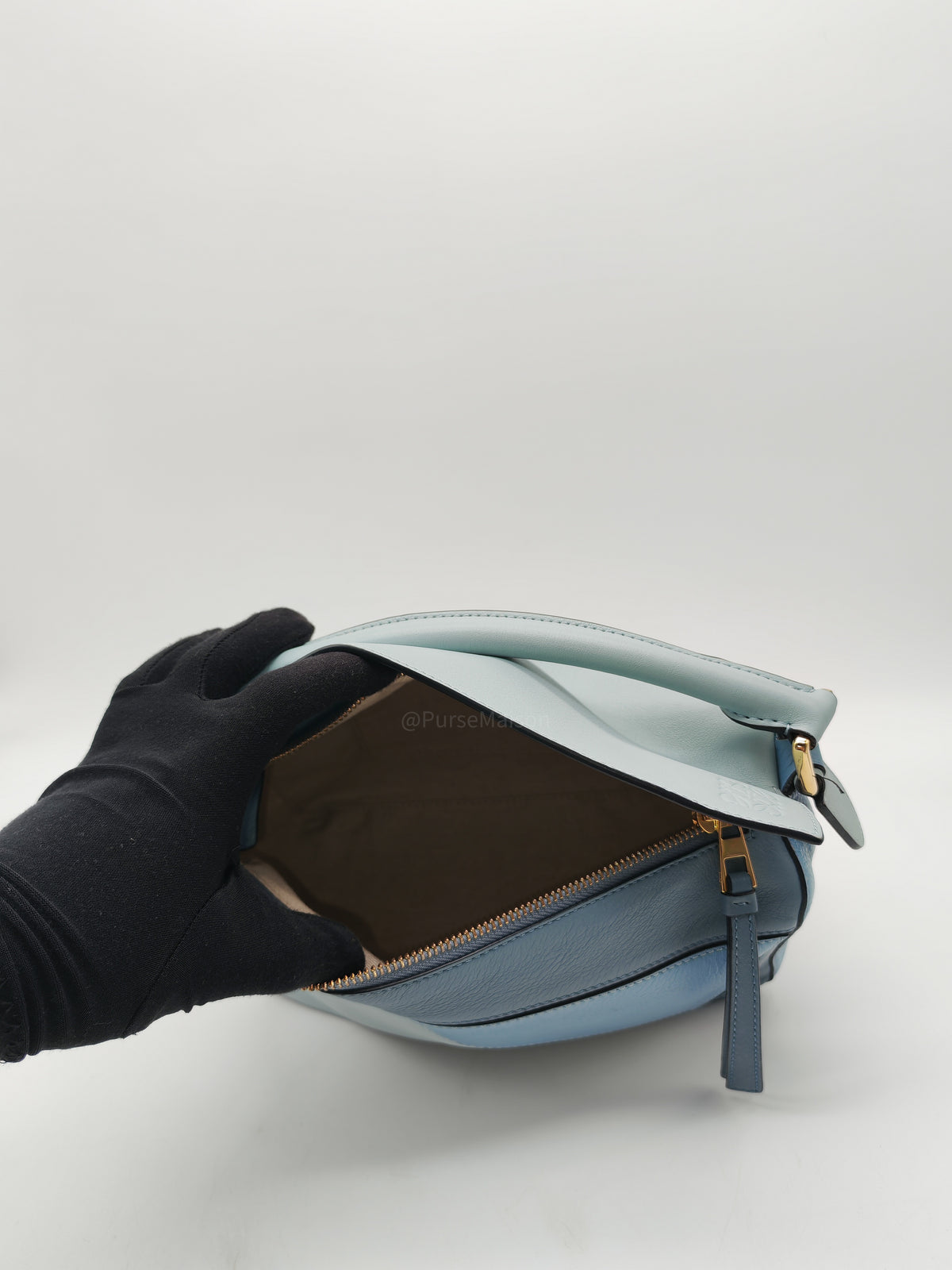 Loewe Puzzle Bag Medium in Tricolor Blue Calfskin Leather and Light Gold Hardware | Purse Maison Luxury Bags Shop