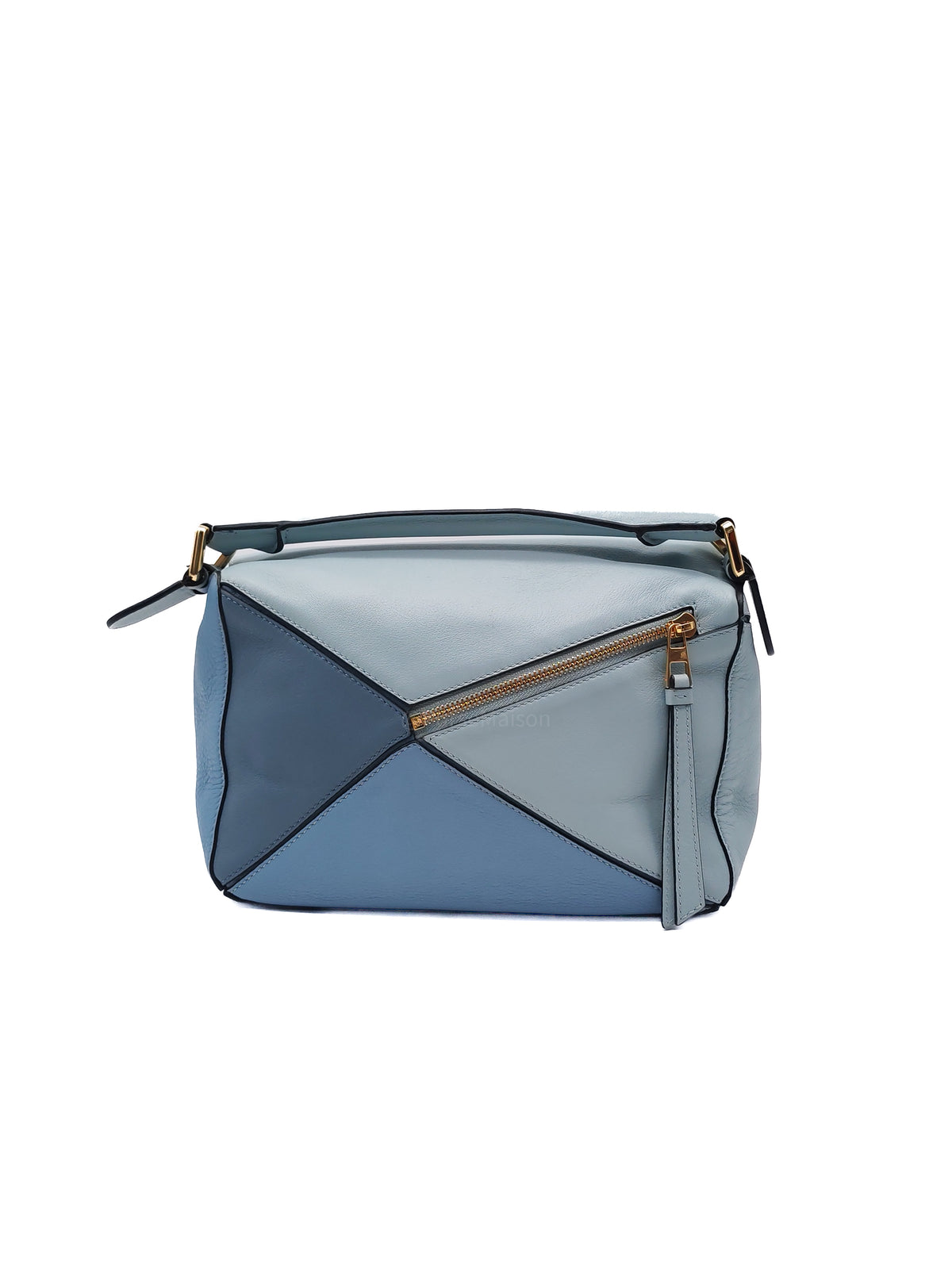Loewe Puzzle Bag Medium in Tricolor Blue Calfskin Leather and Light Gold Hardware | Purse Maison Luxury Bags Shop