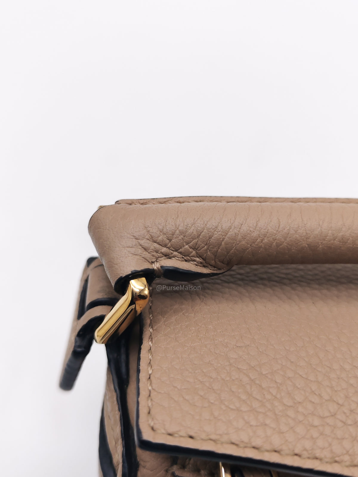 Loewe Puzzle Bag Mini in Taupe Calfskin Leather and Gold Hardware | Purse Maison Luxury Bags Shop