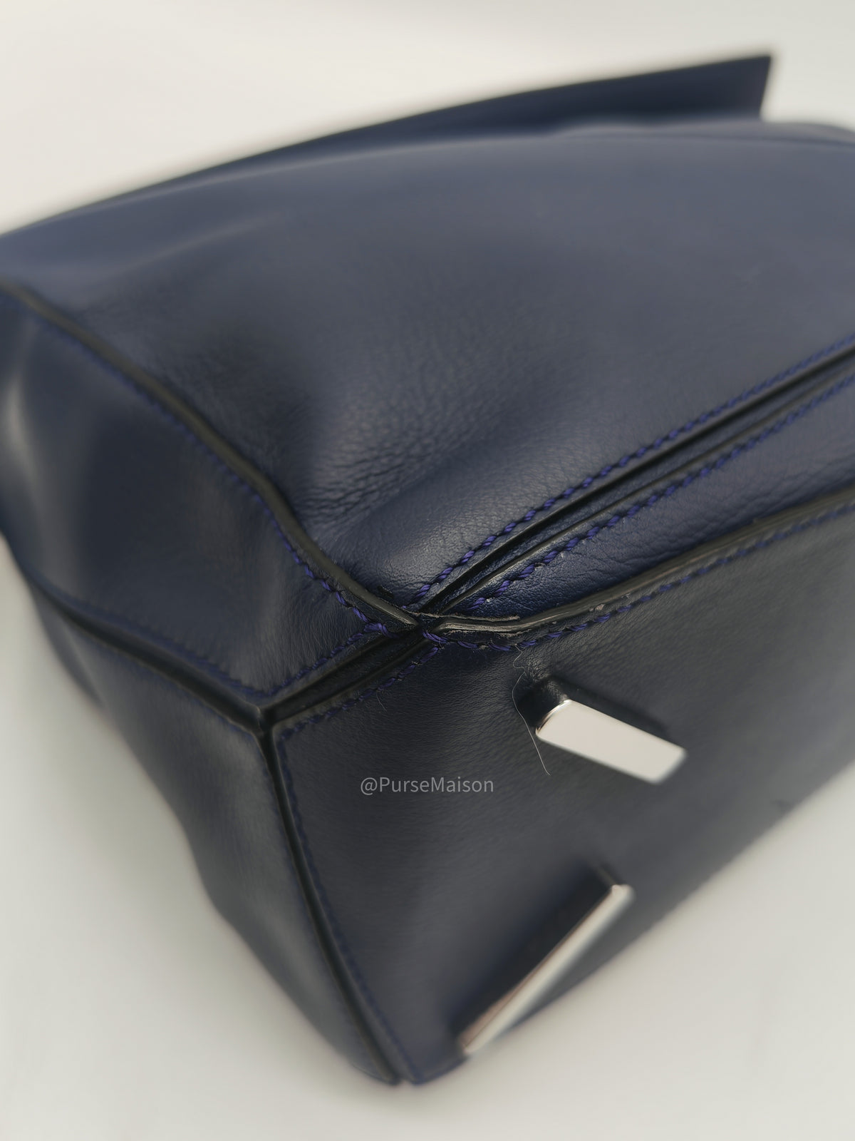 Loewe Puzzle Bag Small in Dark Blue Calfskin Leather and Silver Hardware | Purse Maison Luxury Bags Shop