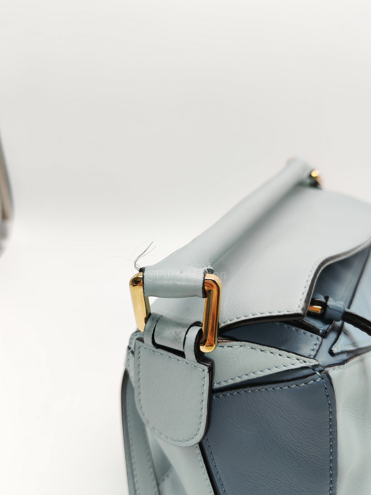Loewe Puzzle Bag Small in Multi-tone Blue/Aqua Colorway Calfskin Leather and Gold Hardware | Purse Maison Luxury Bags Shop