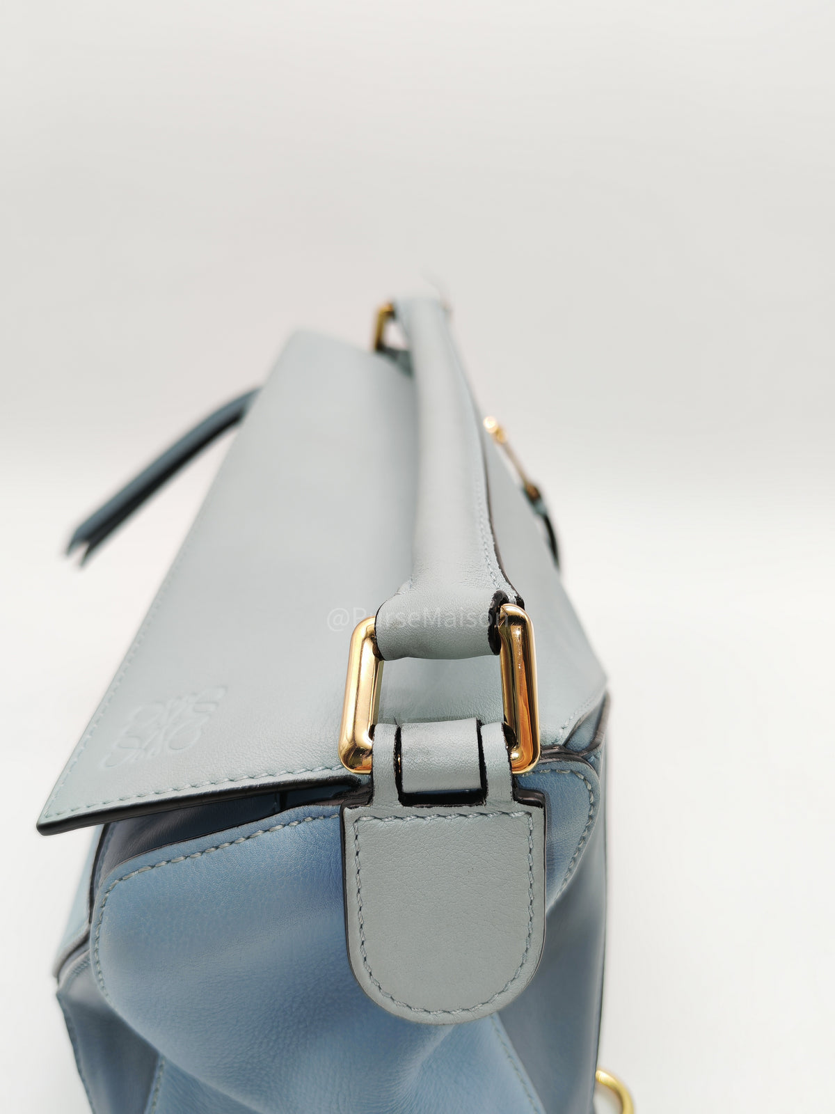 Loewe Puzzle Bag Small in Multi-tone Blue/Aqua Colorway Calfskin Leather and Gold Hardware | Purse Maison Luxury Bags Shop