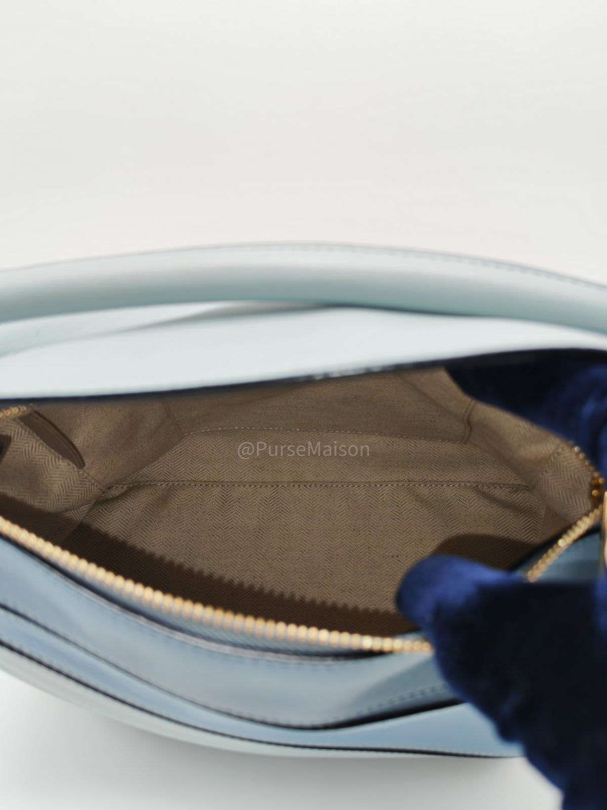 Loewe Puzzle Bag Small in Multi-tone Blue/Aqua Colorway Calfskin Leather and Gold Hardware | Purse Maison Luxury Bags Shop