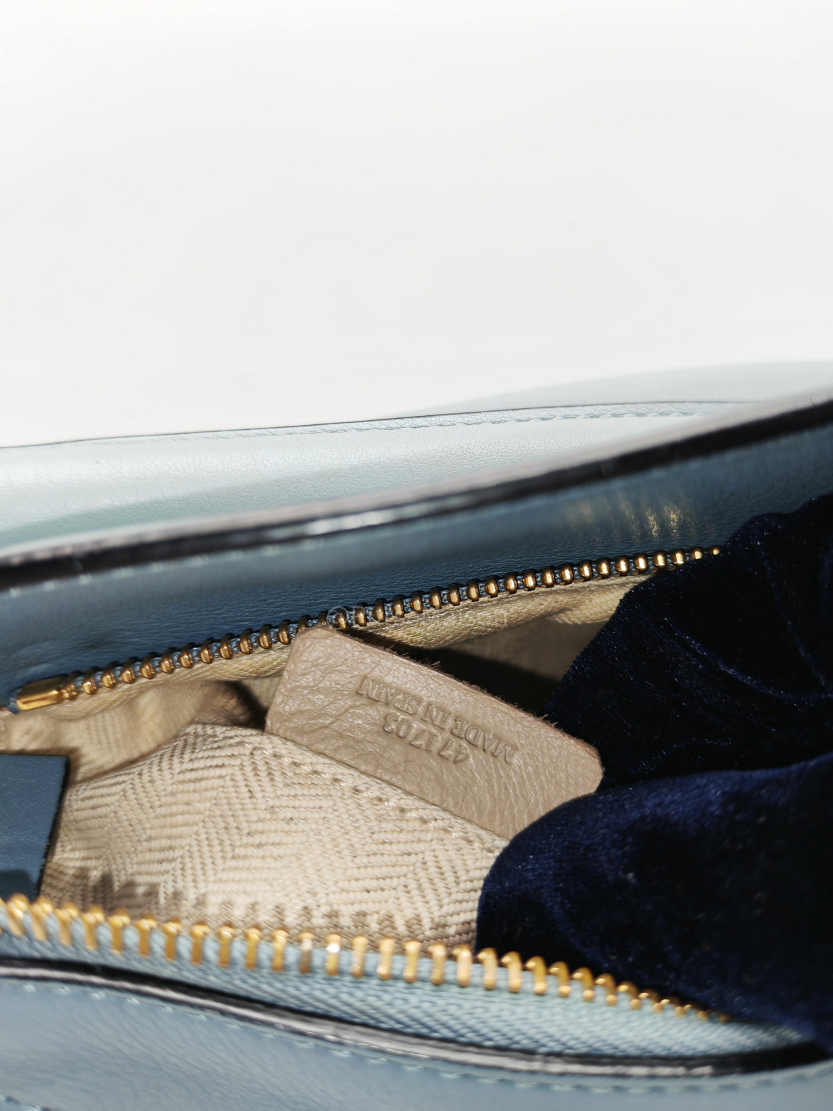 Loewe Puzzle Bag Small in Multi-tone Blue/Aqua Colorway Calfskin Leather and Gold Hardware | Purse Maison Luxury Bags Shop