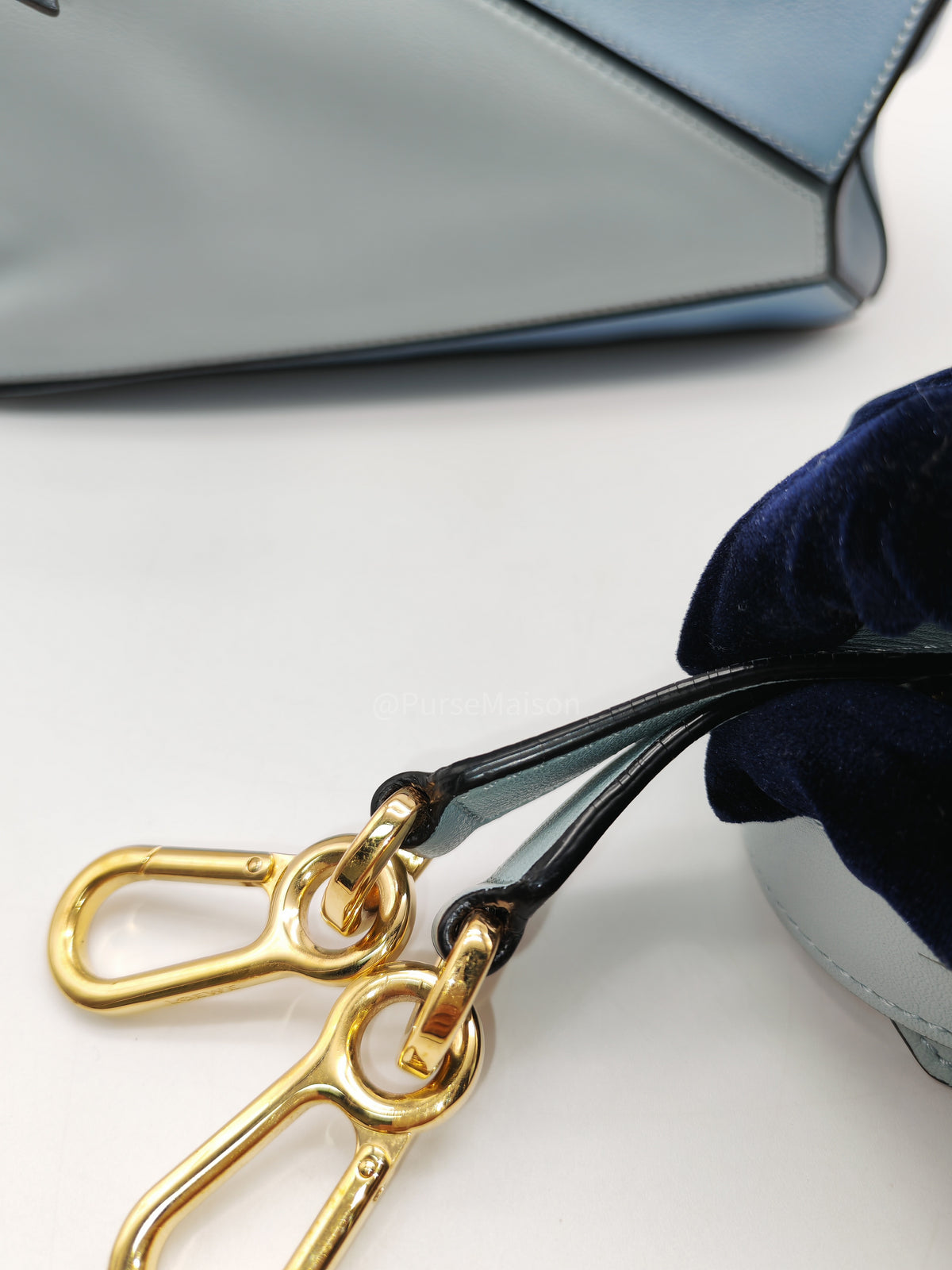 Loewe Puzzle Bag Small in Multi-tone Blue/Aqua Colorway Calfskin Leather and Gold Hardware | Purse Maison Luxury Bags Shop