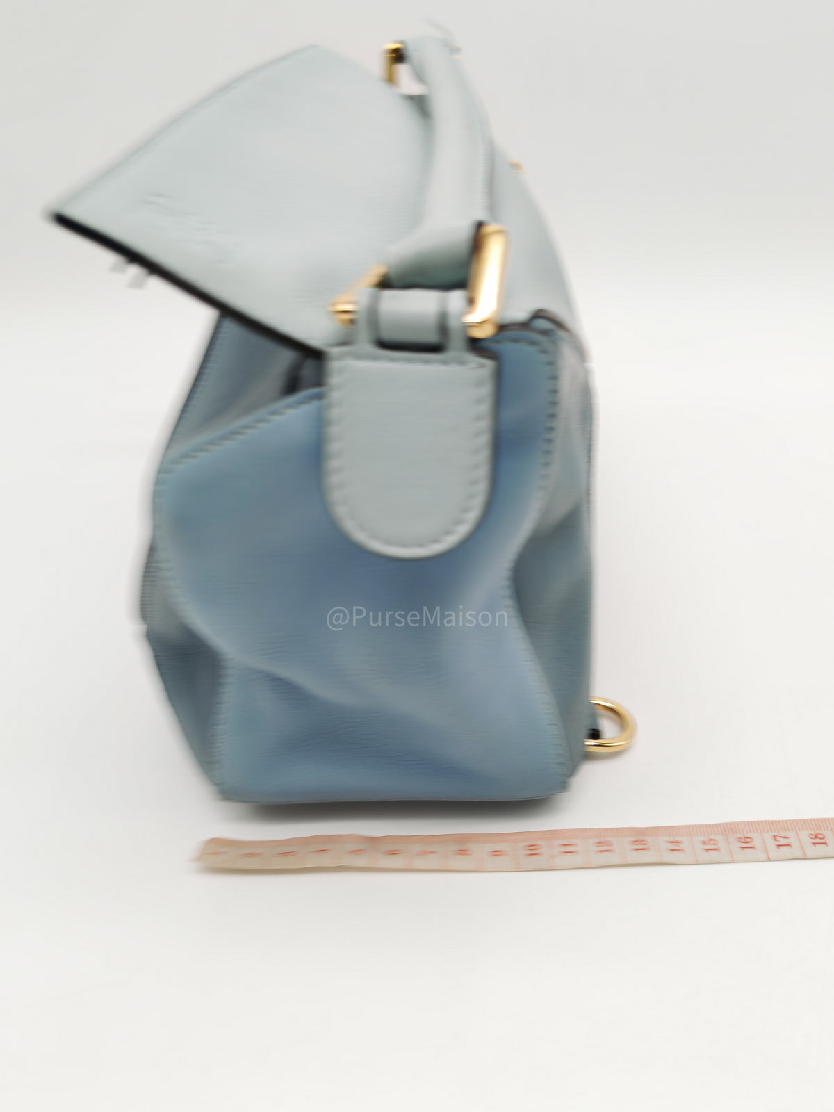Loewe Puzzle Bag Small in Multi-tone Blue/Aqua Colorway Calfskin Leather and Gold Hardware | Purse Maison Luxury Bags Shop