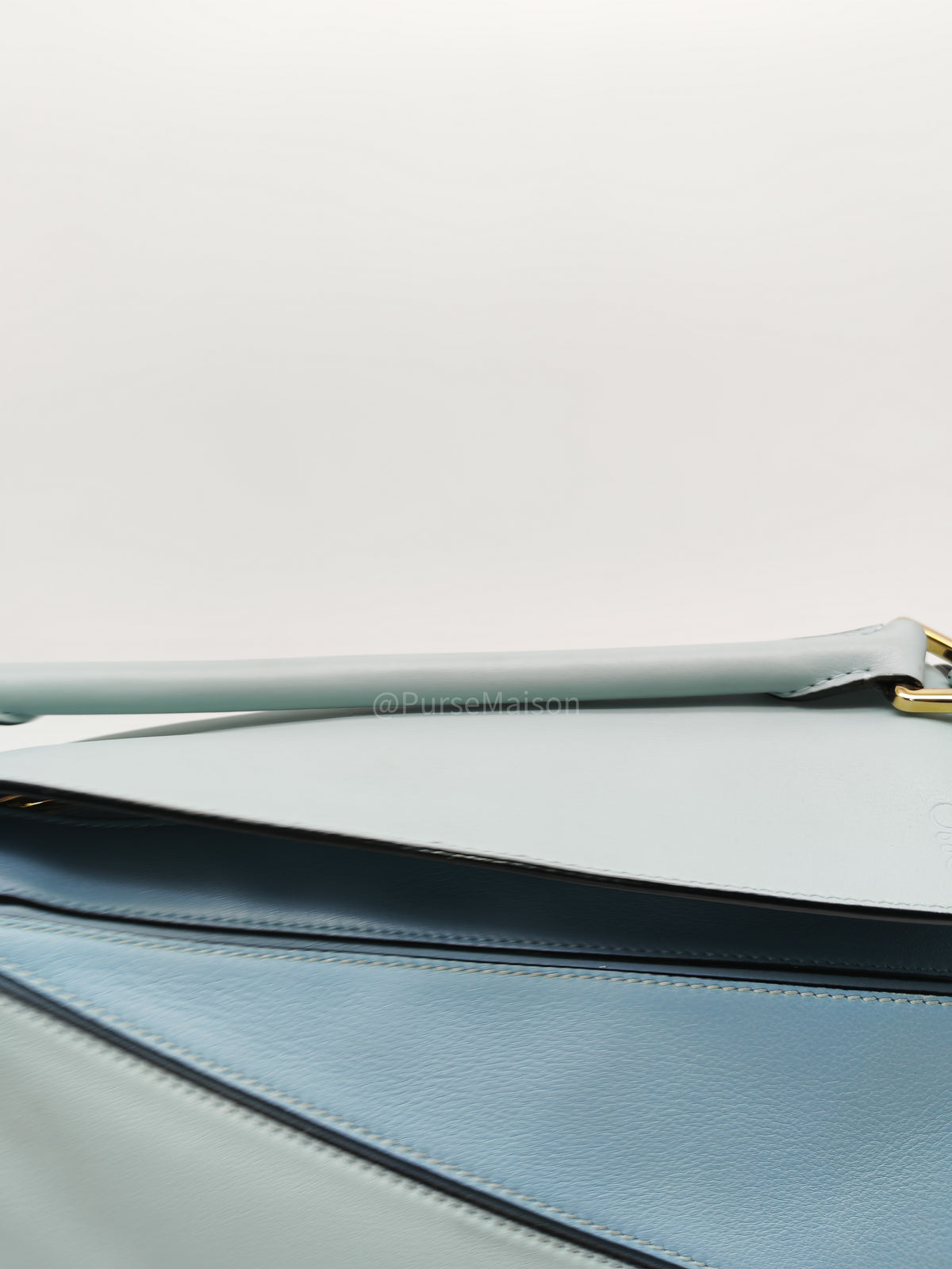 Loewe Puzzle Bag Small in Multi-tone Blue/Aqua Colorway Calfskin Leather and Gold Hardware | Purse Maison Luxury Bags Shop