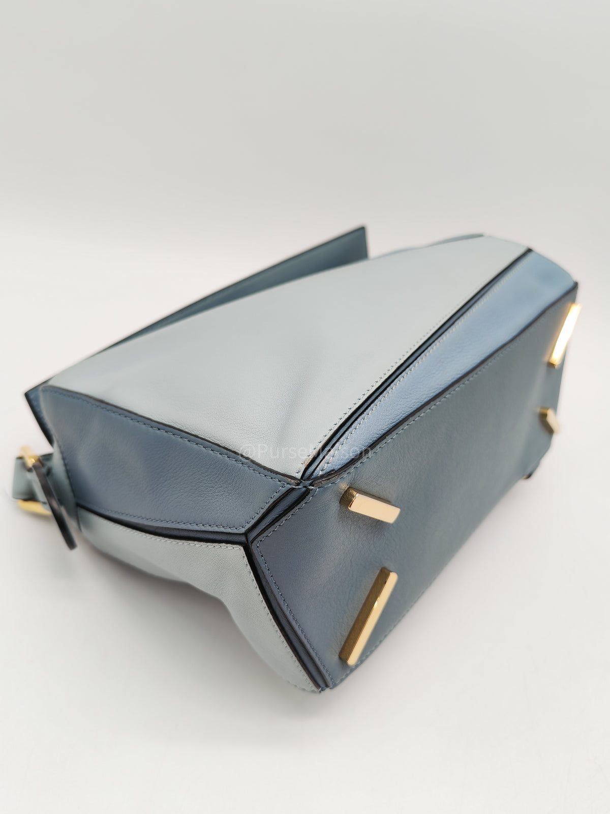 Loewe Puzzle Bag Small in Multi-tone Blue/Aqua Colorway Calfskin Leather and Gold Hardware | Purse Maison Luxury Bags Shop