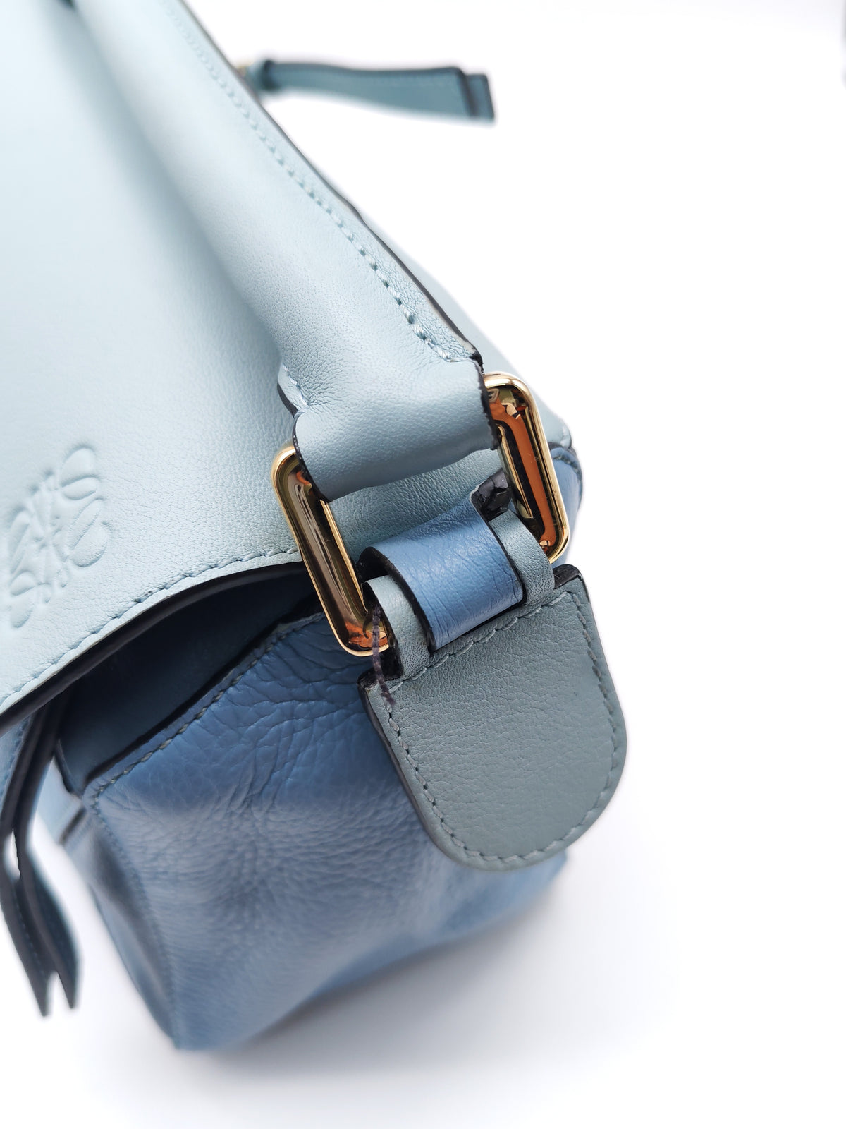 Loewe Puzzle Bag Medium in Tricolor Blue Calfskin Leather and Light Gold Hardware | Purse Maison Luxury Bags Shop