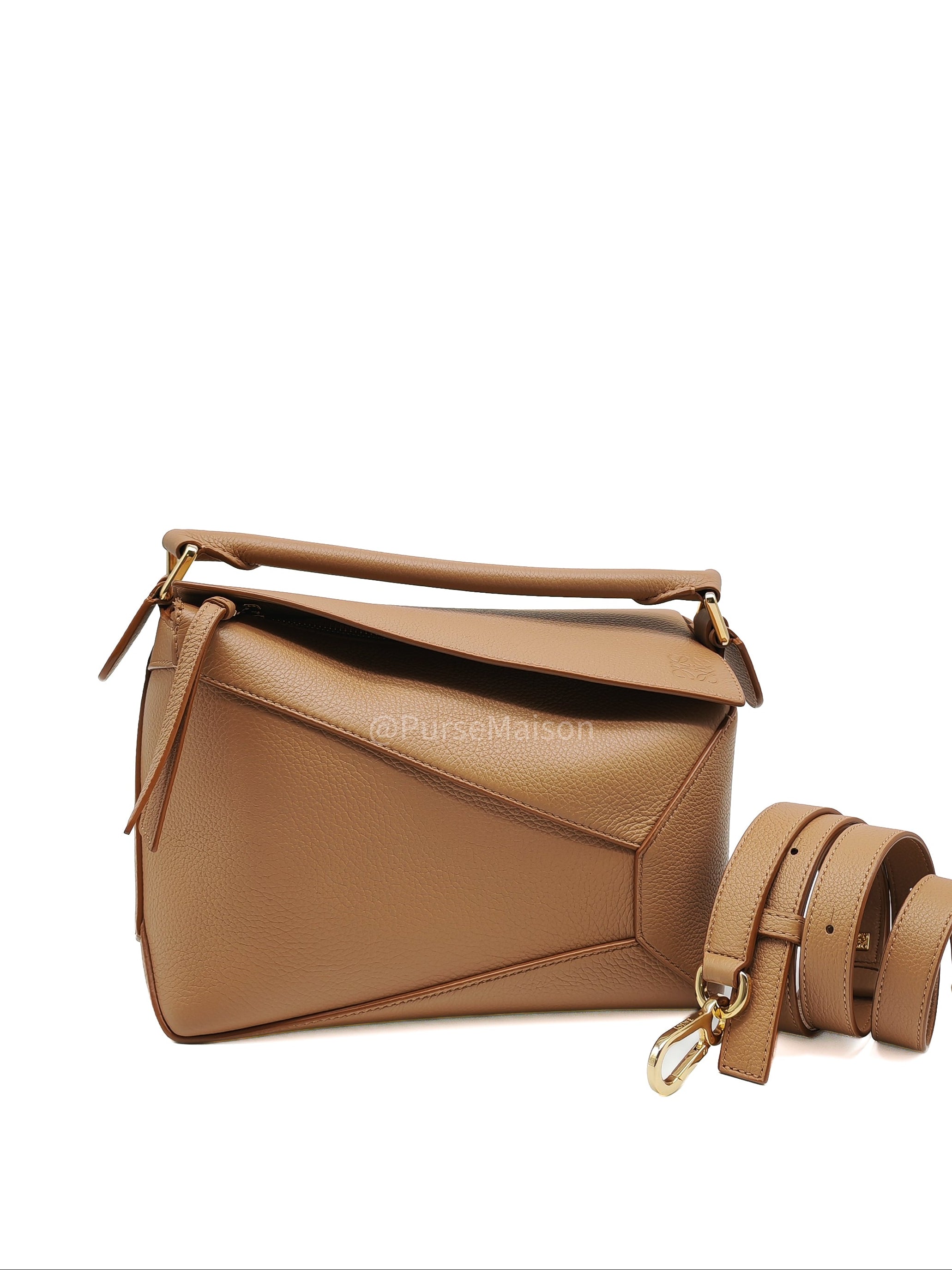 Loewe Puzzle Edge Small in Toffee Grained Calfskin Leather Shoulder Bag | Purse Maison Luxury Bags Shop