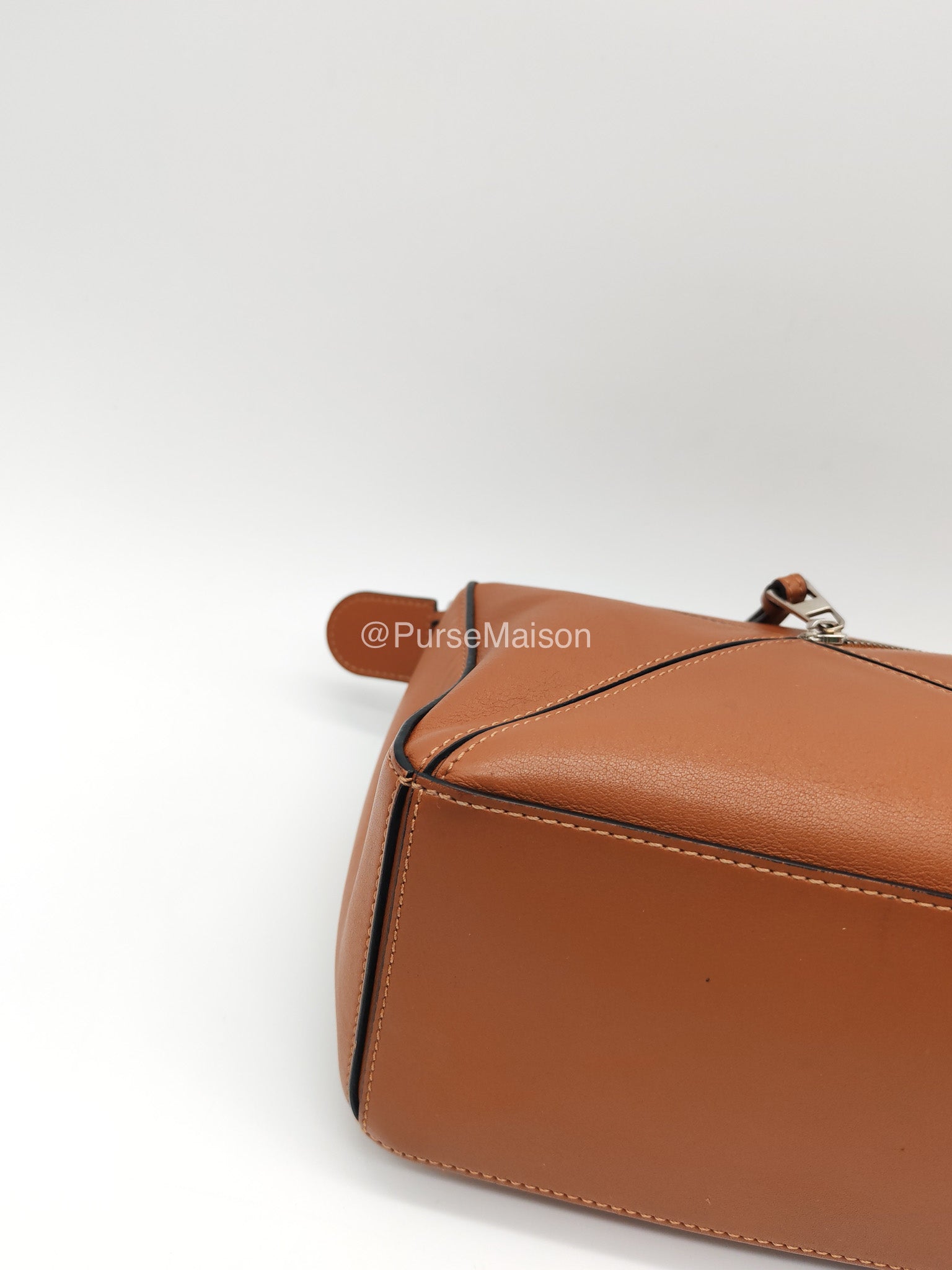 Loewe Puzzle Small Bag in Tan Calfskin Leather and Silver Hardware | Purse Maison Luxury Bags Shop