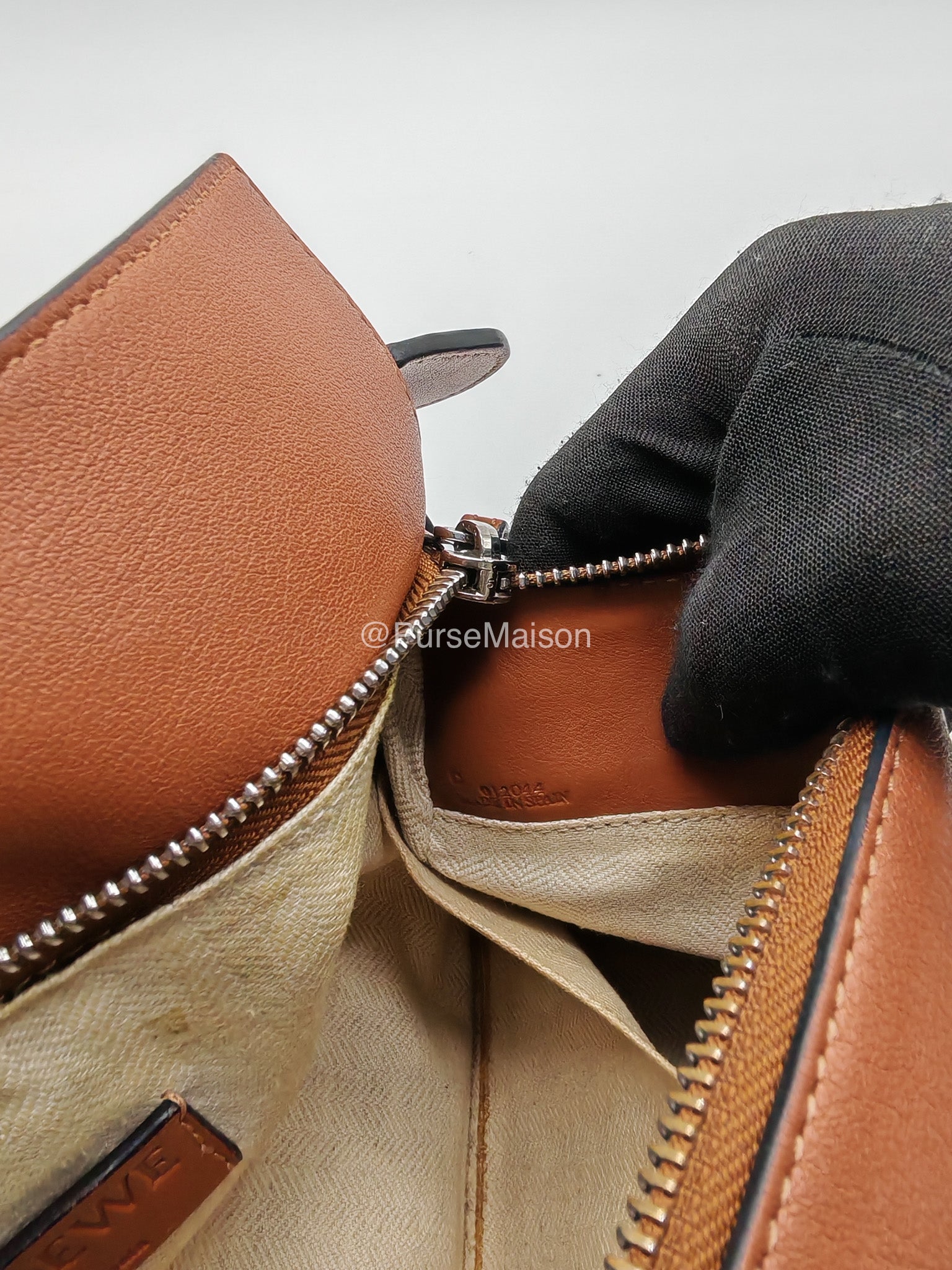 Loewe Puzzle Small Bag in Tan Calfskin Leather and Silver Hardware | Purse Maison Luxury Bags Shop