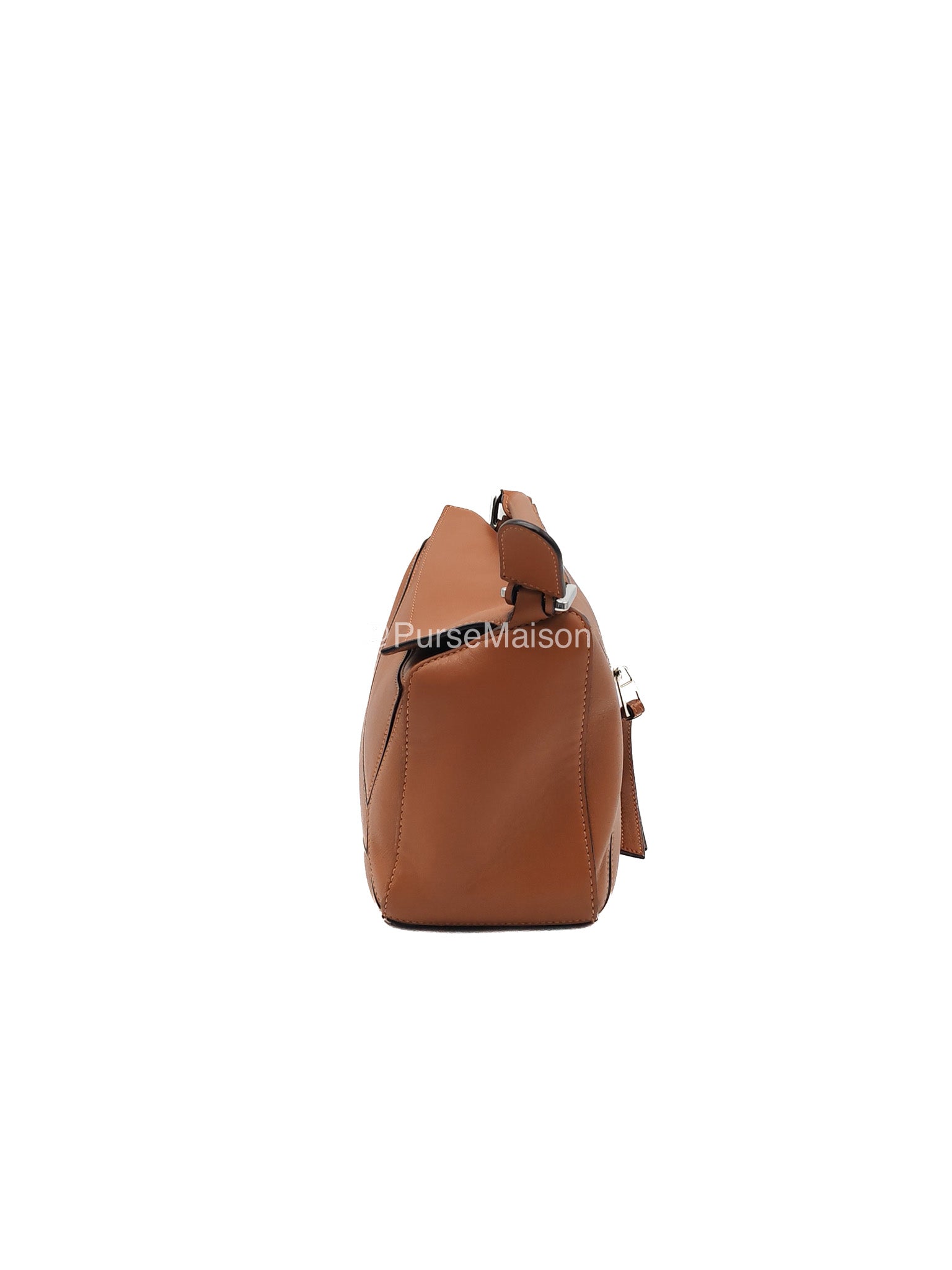 Loewe Puzzle Small Bag in Tan Calfskin Leather and Silver Hardware | Purse Maison Luxury Bags Shop