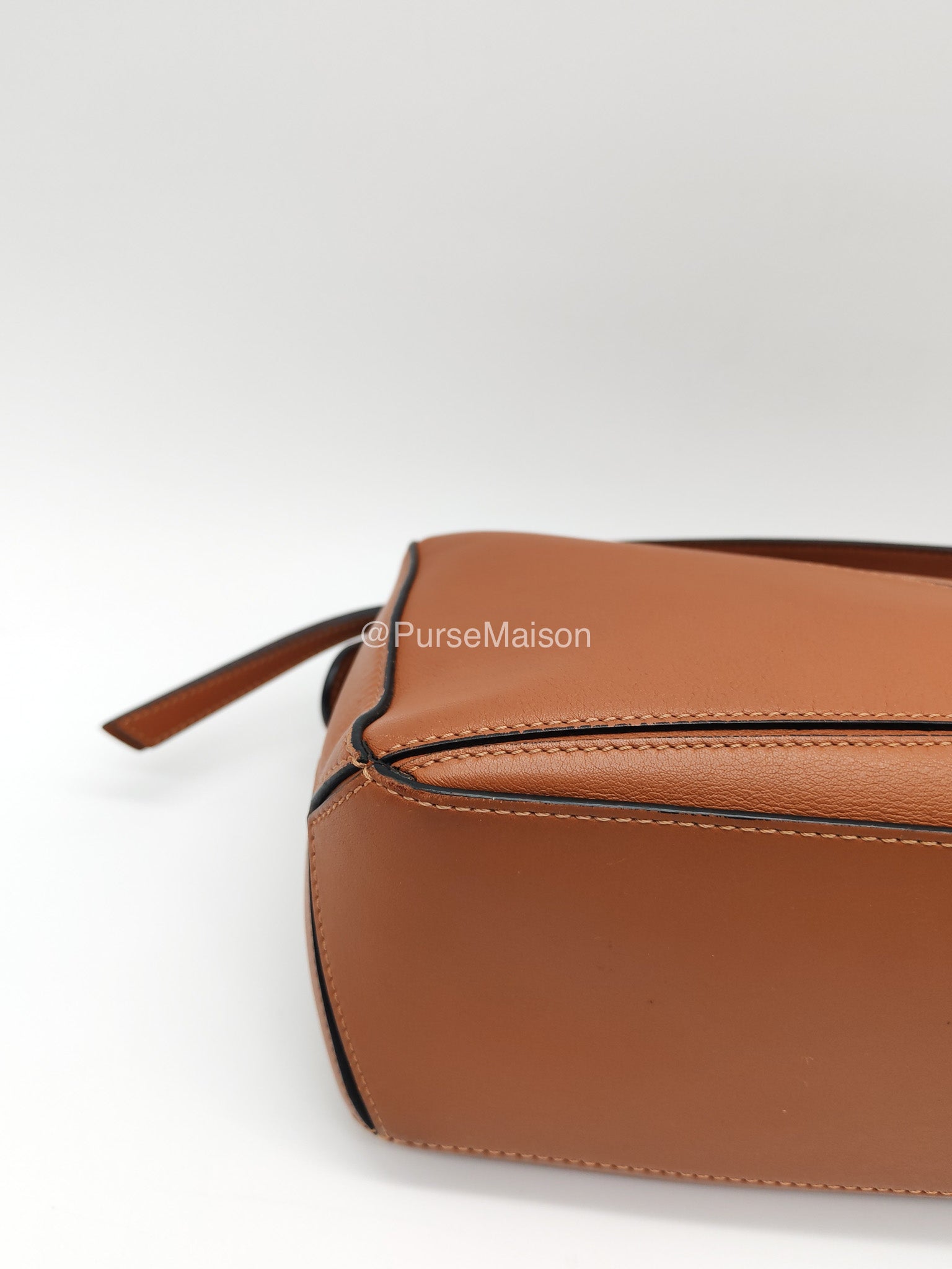 Loewe Puzzle Small Bag in Tan Calfskin Leather and Silver Hardware | Purse Maison Luxury Bags Shop