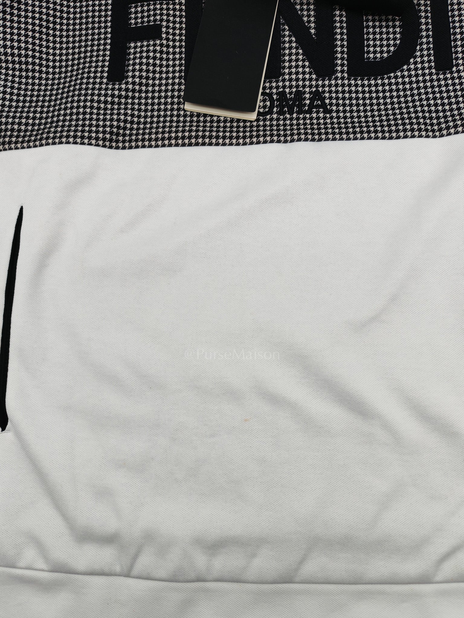 Logo Print Two Color Checkered Hoodie in Black/White Size L | Purse Maison Luxury Bags Shop