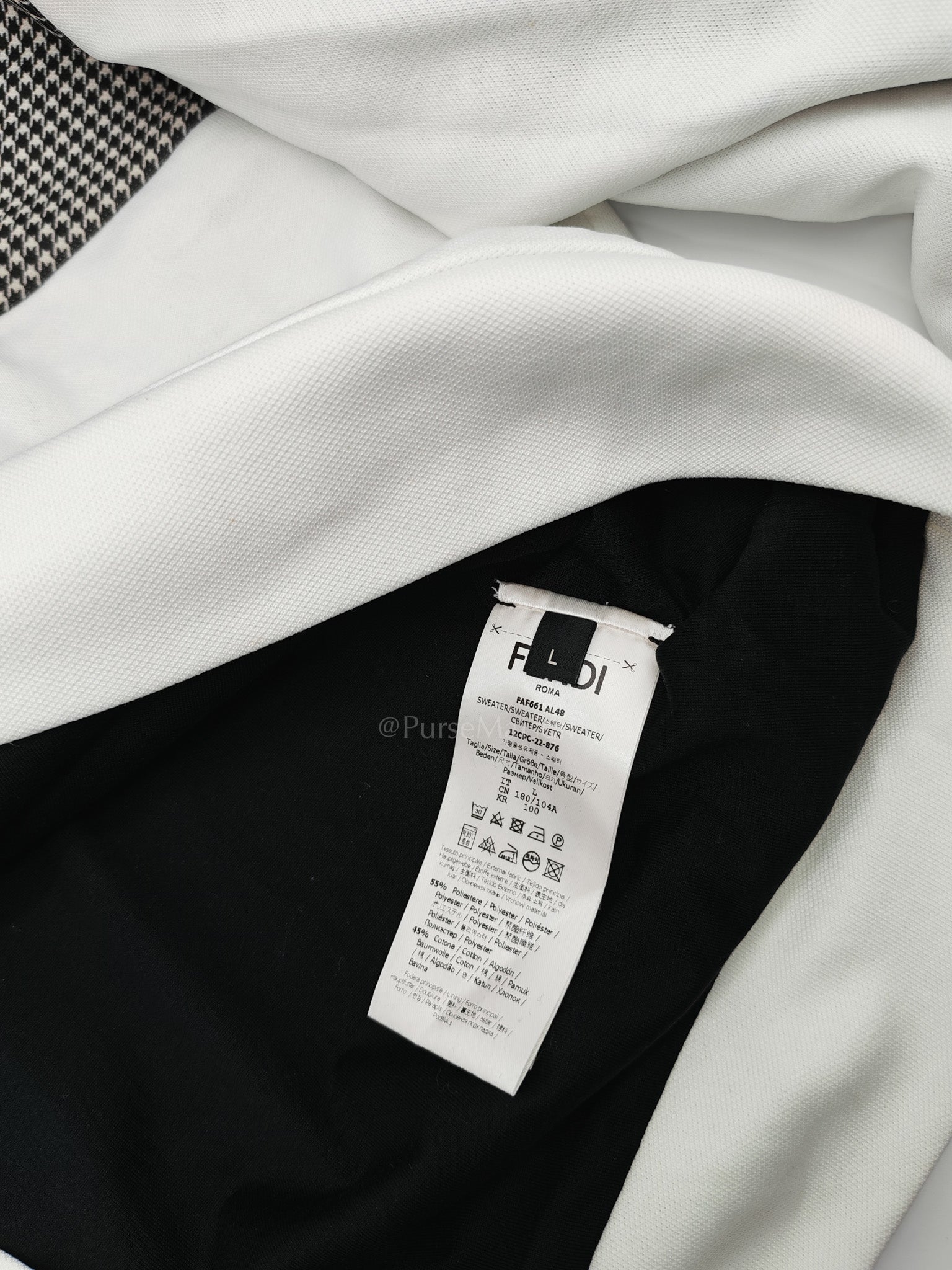 Logo Print Two Color Checkered Hoodie in Black/White Size L | Purse Maison Luxury Bags Shop