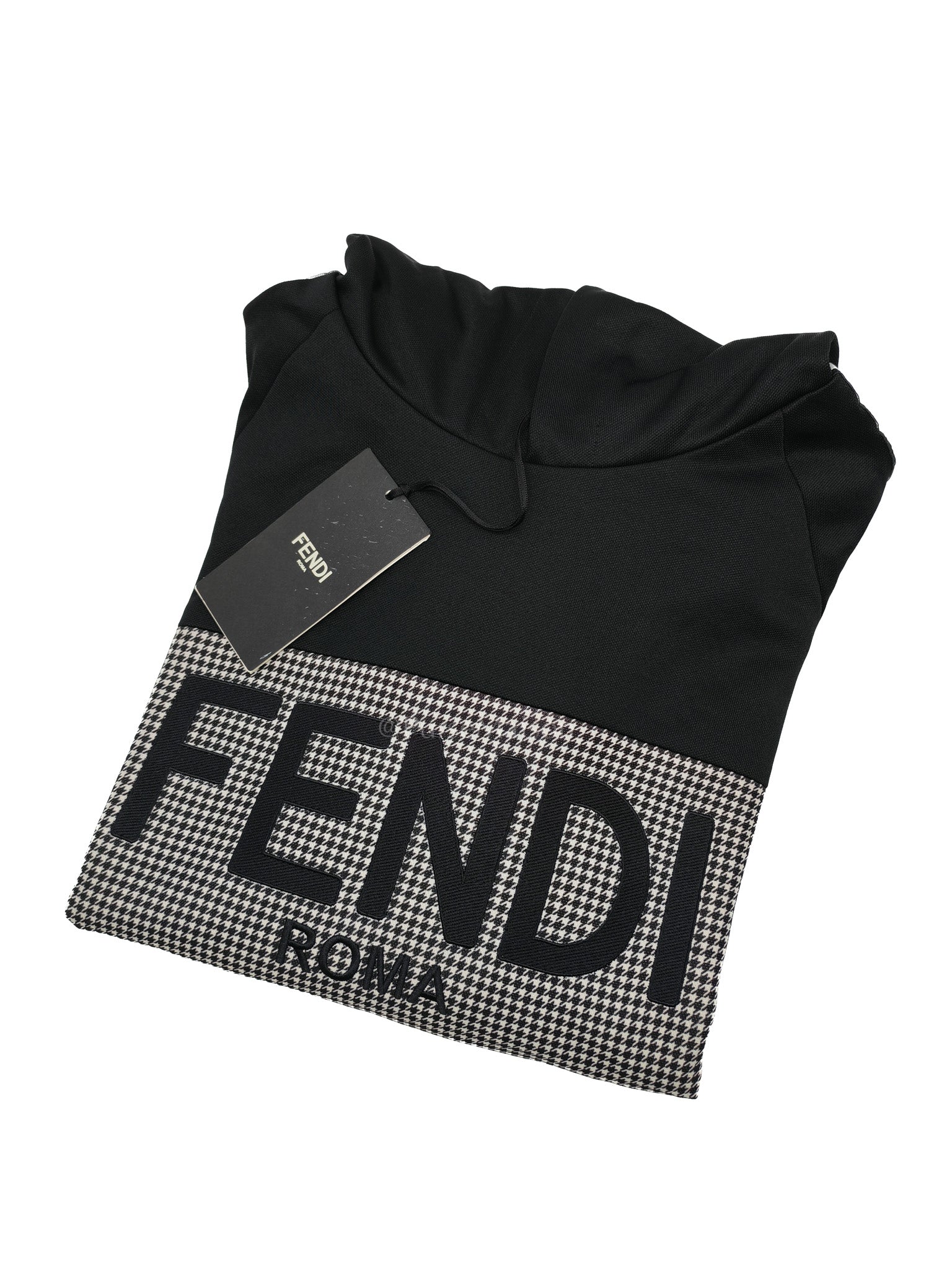 Logo Print Two Color Checkered Hoodie in Black/White Size L | Purse Maison Luxury Bags Shop