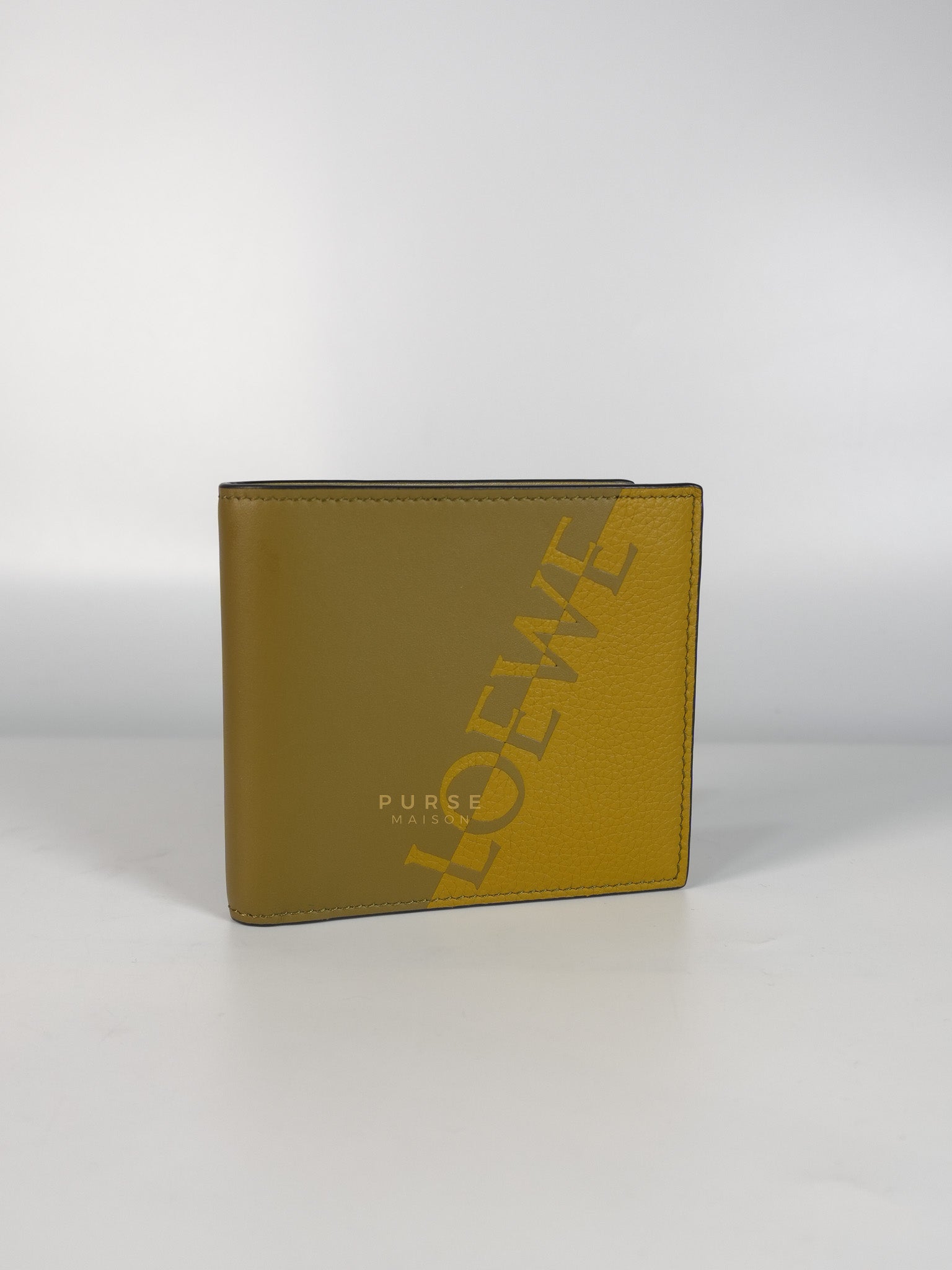 Logo Signature Print in Olive Calfskin Leather | Purse Maison Luxury Bags Shop