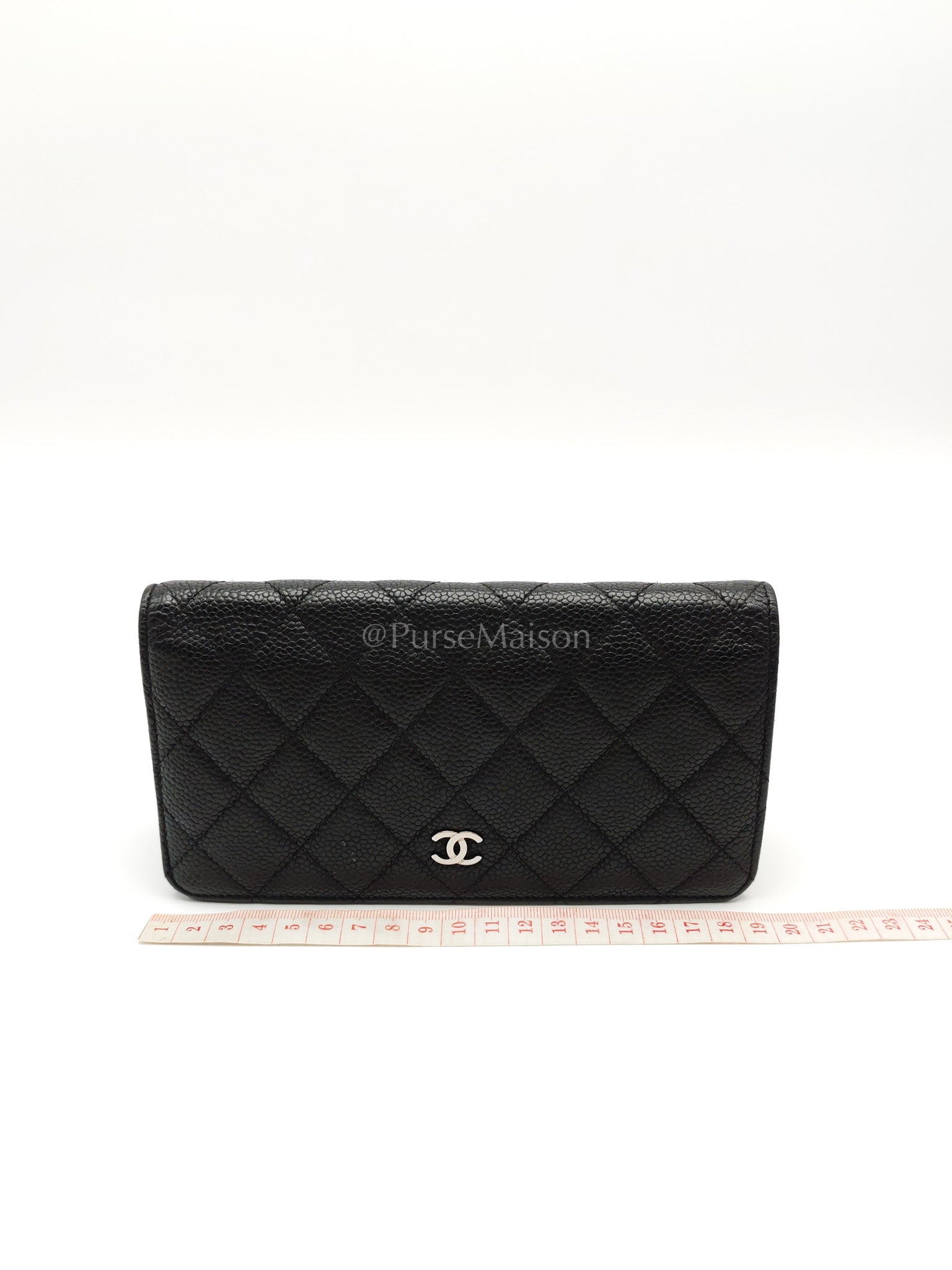 Long Bifold Wallet in Black Caviar Leather and Silver Hardware Series 17 | Purse Maison Luxury Bags Shop