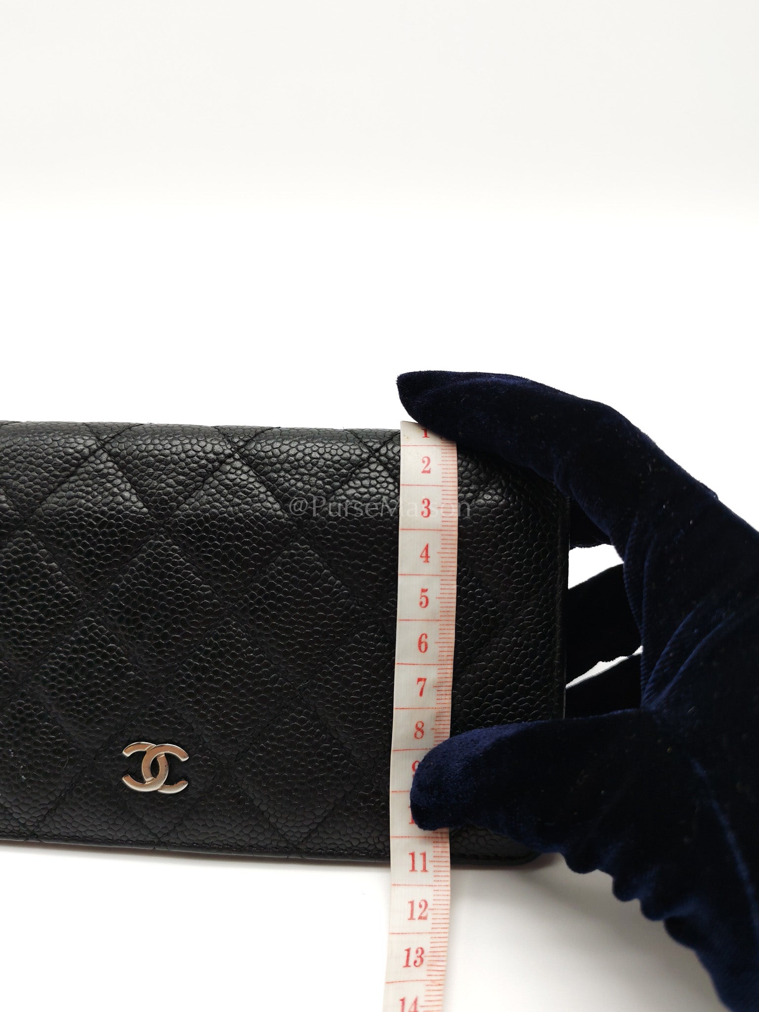 Long Bifold Wallet in Black Caviar Leather and Silver Hardware Series 17 | Purse Maison Luxury Bags Shop