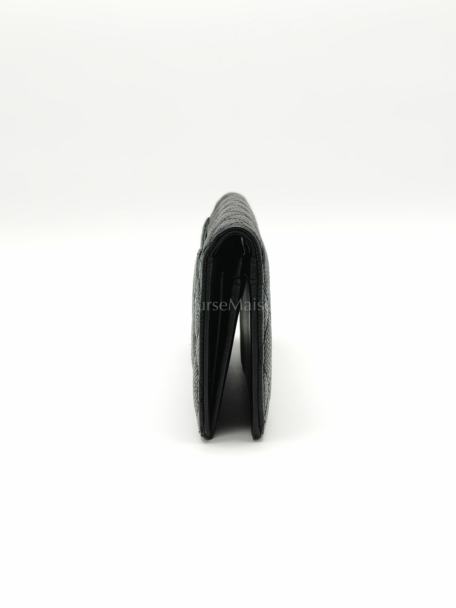 Long Bifold Wallet in Black Caviar Leather and Silver Hardware Series 17 | Purse Maison Luxury Bags Shop