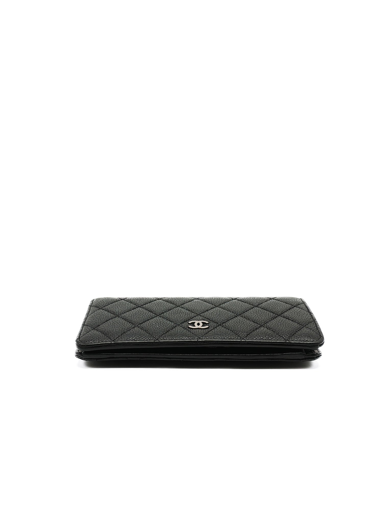 Long Bifold Wallet in Black Caviar Leather and Silver Hardware Series 17 | Purse Maison Luxury Bags Shop
