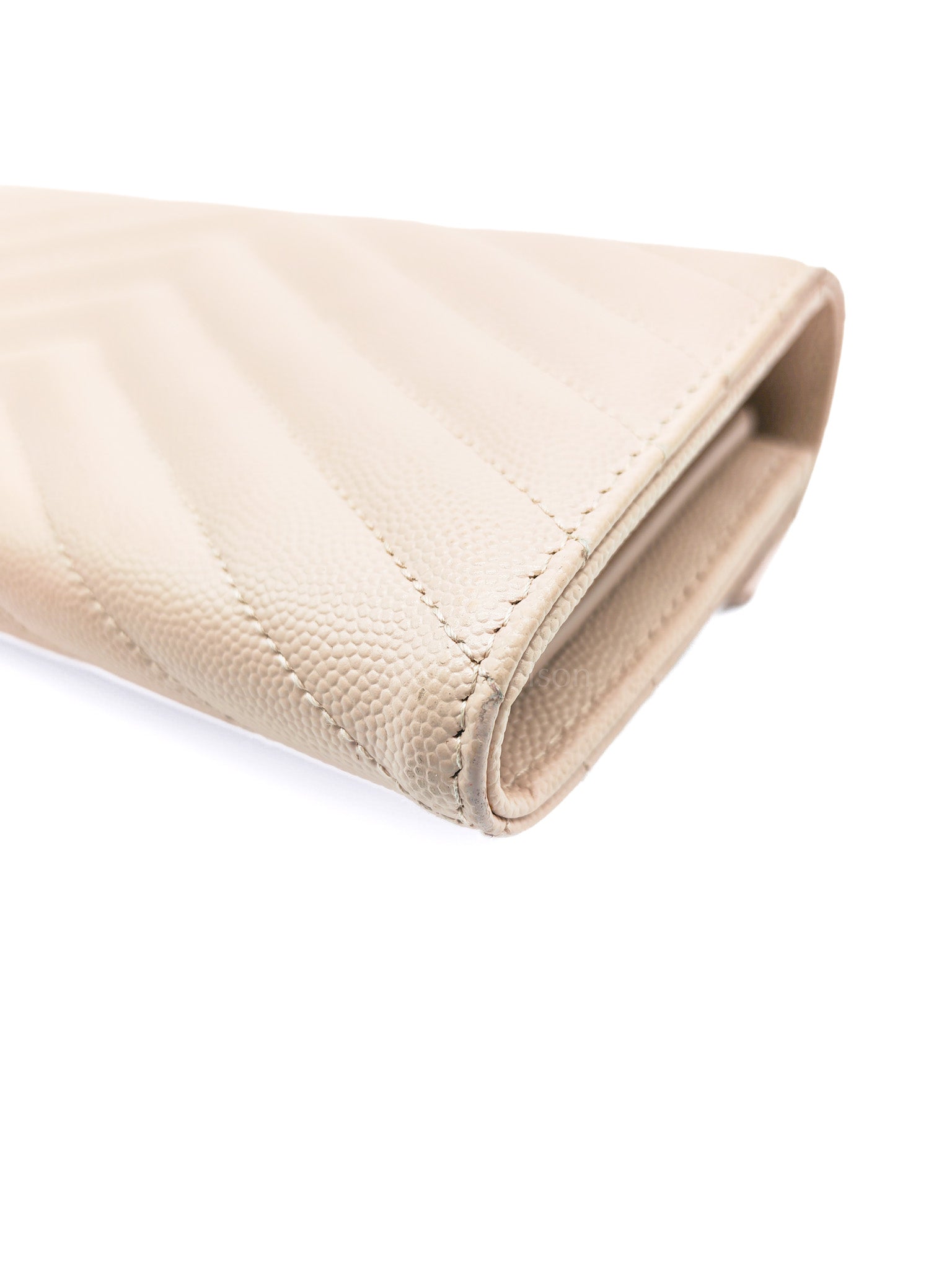 Long Flap Wallet in Nude Pink Grain De Poudre Leather Silver Hardware | Purse Maison Luxury Bags Shop