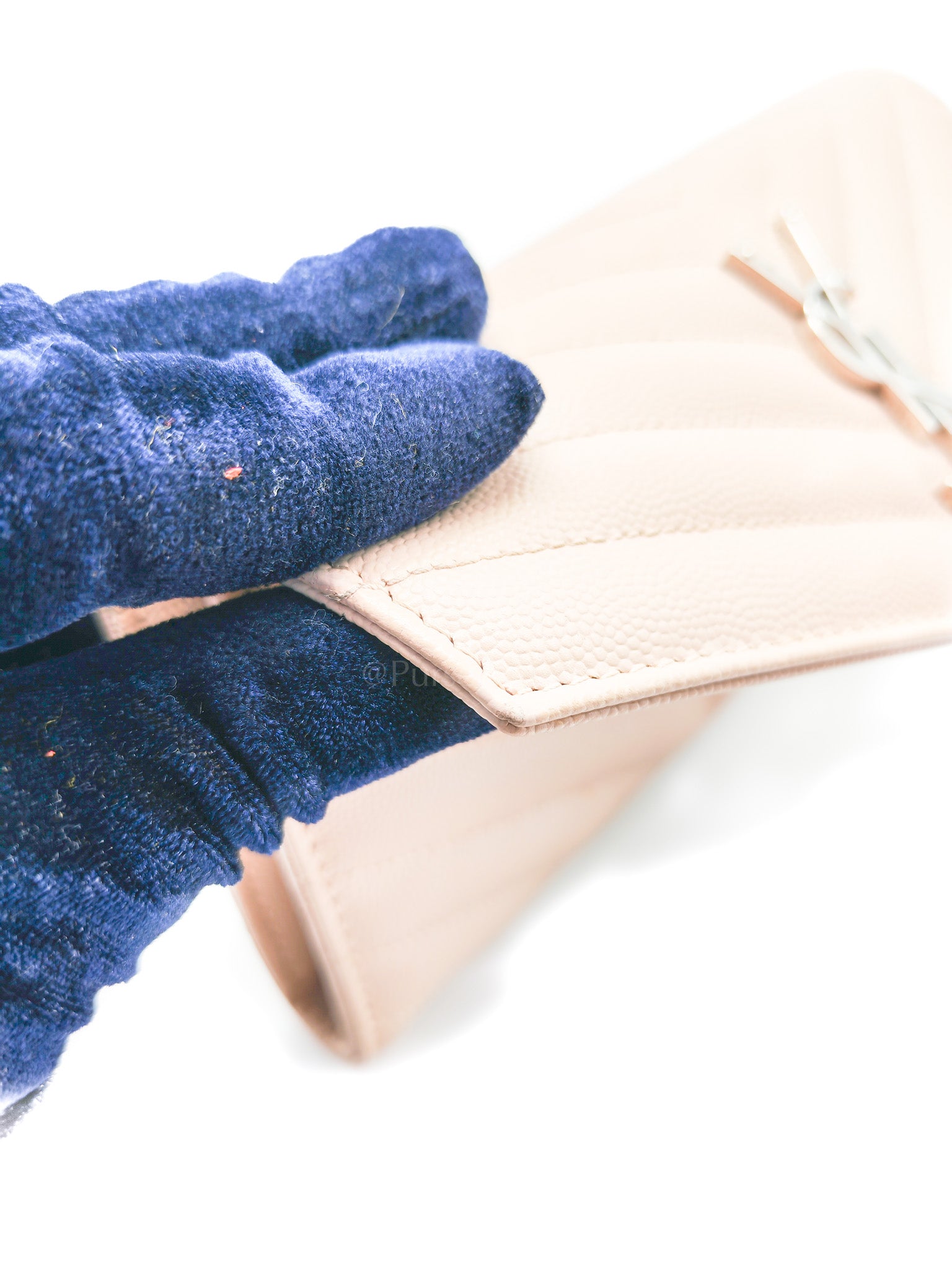 Long Flap Wallet in Nude Pink Grain De Poudre Leather Silver Hardware | Purse Maison Luxury Bags Shop