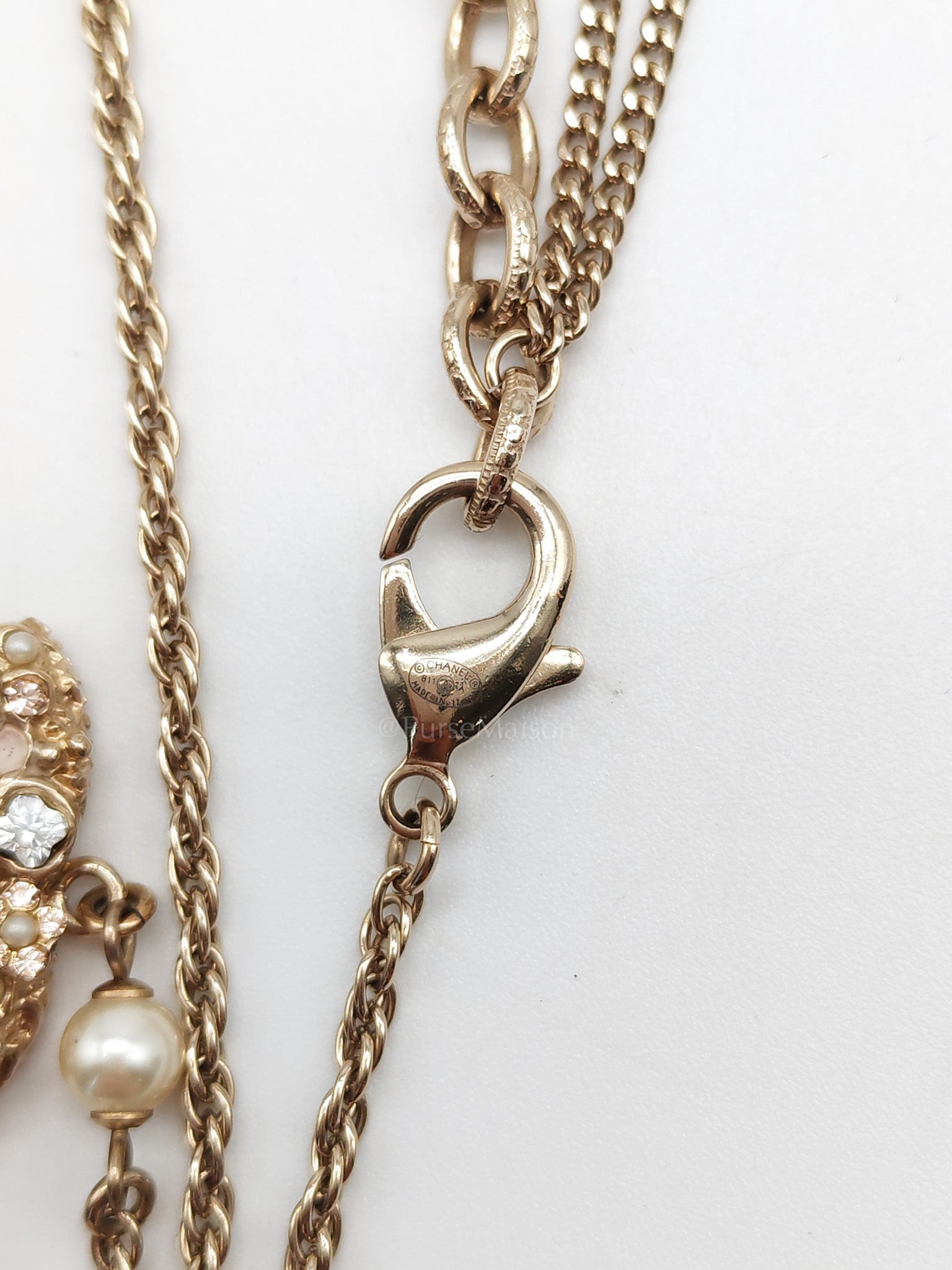 CC Faux Pearl Crystal Long Necklace