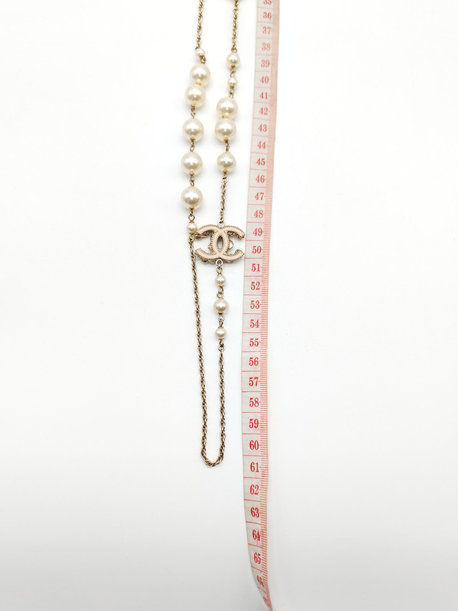 CC Faux Pearl Crystal Long Necklace