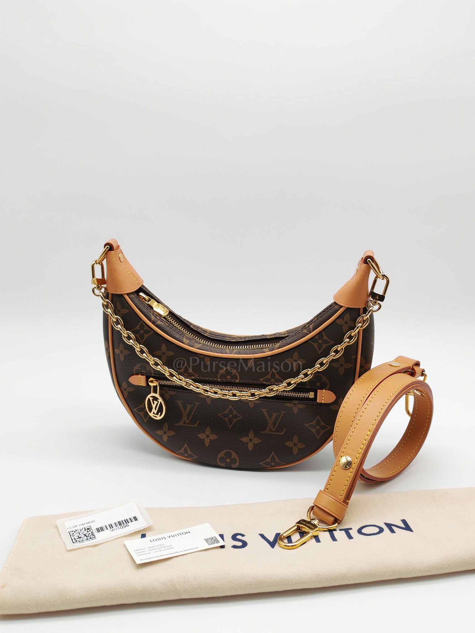 Loop Handbag in Monogram Canvas & Gold Hardware Microchip | Purse Maison Luxury Bags Shop