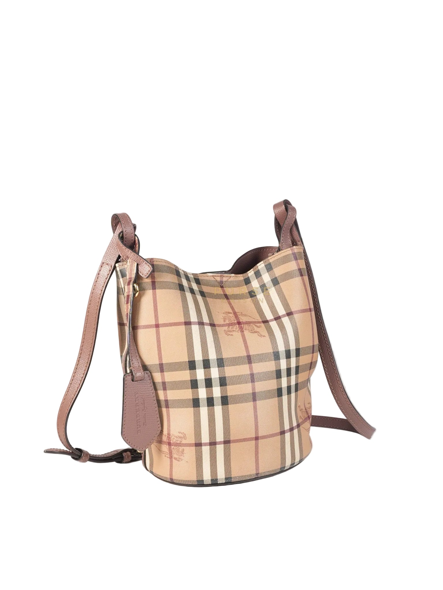 Lorne Small Haymarket Check Bucket Bag – Light Elderberry/Leather | Purse Maison Luxury Bags Shop