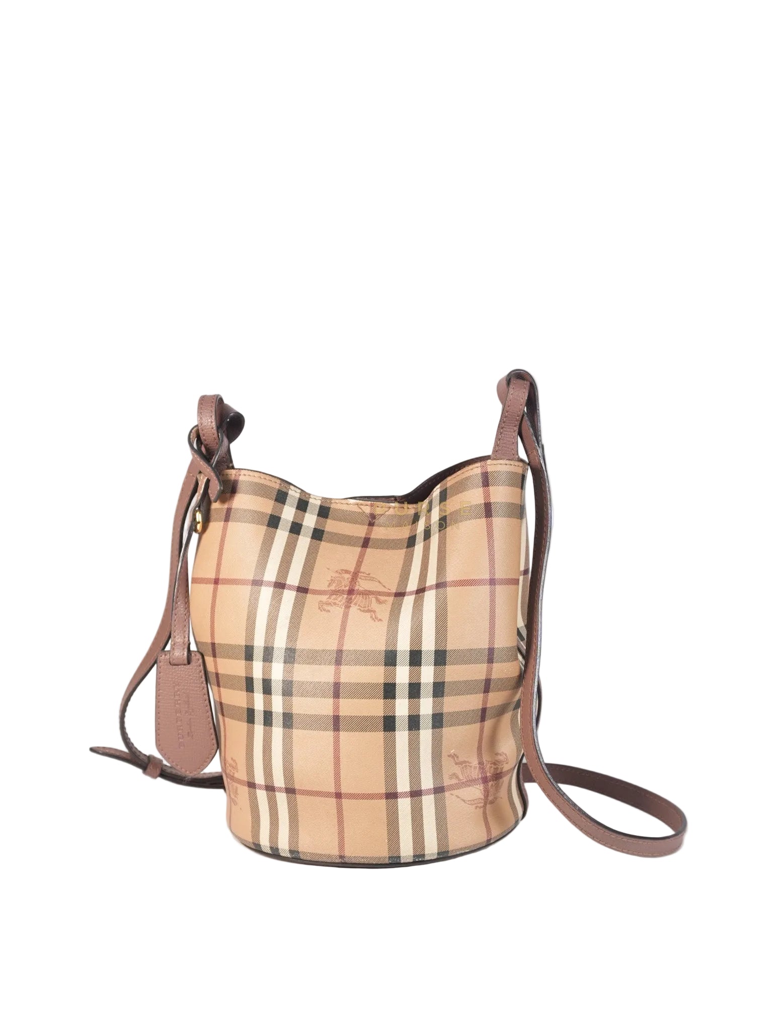 Lorne Small Haymarket Check Bucket Bag – Light Elderberry/Leather | Purse Maison Luxury Bags Shop