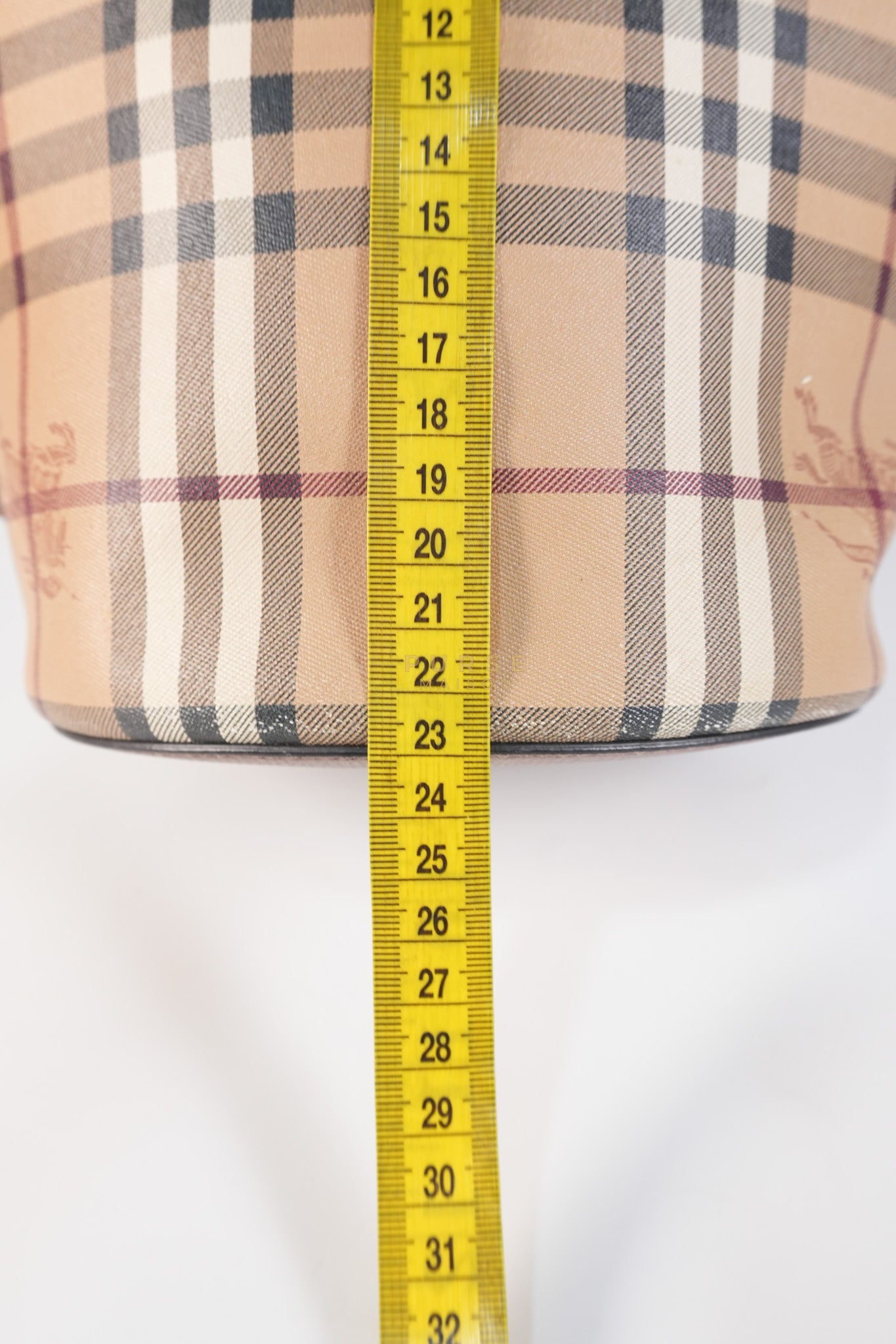 Lorne Small Haymarket Check Bucket Bag – Light Elderberry/Leather | Purse Maison Luxury Bags Shop