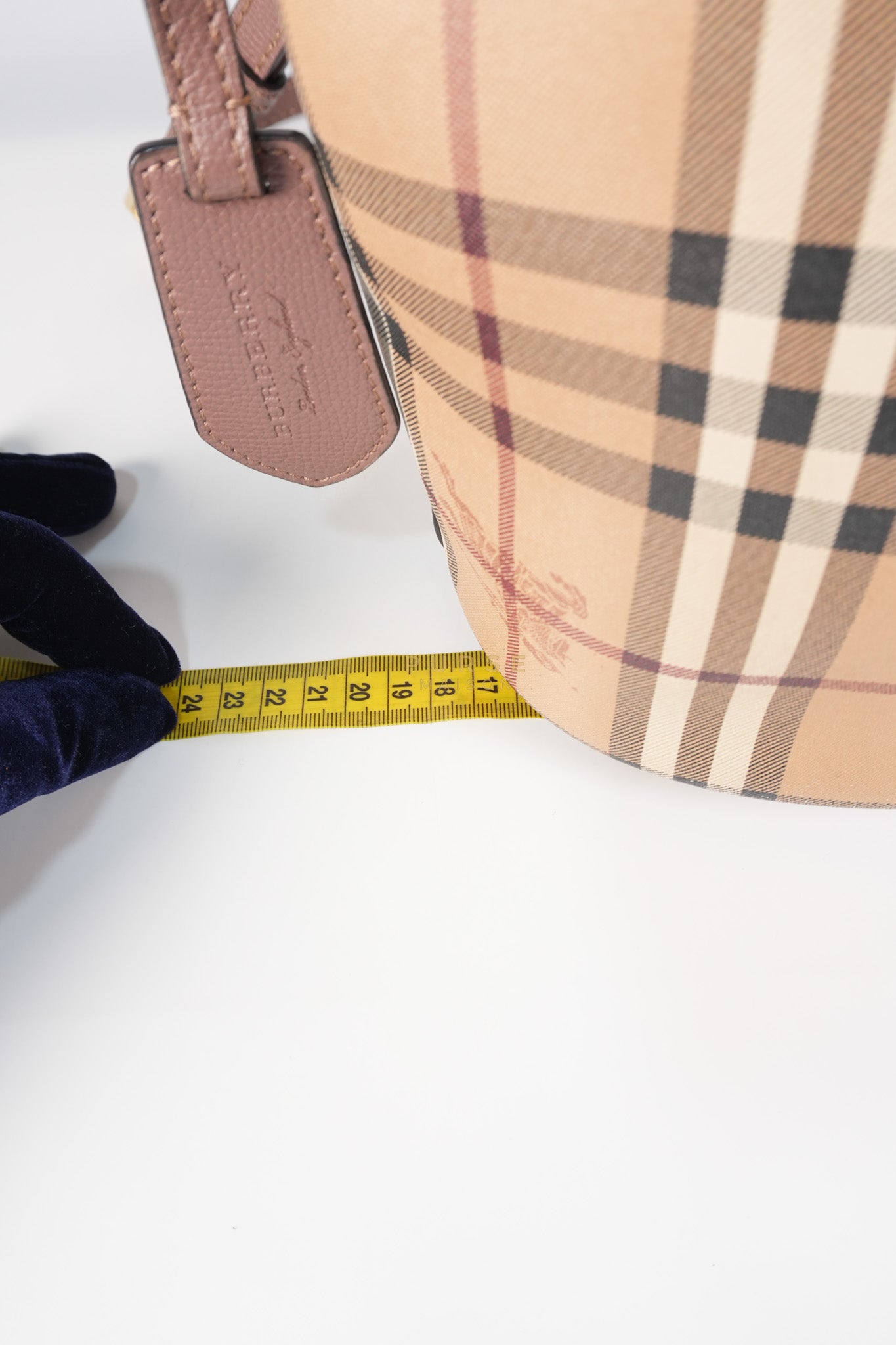 Lorne Small Haymarket Check Bucket Bag – Light Elderberry/Leather | Purse Maison Luxury Bags Shop