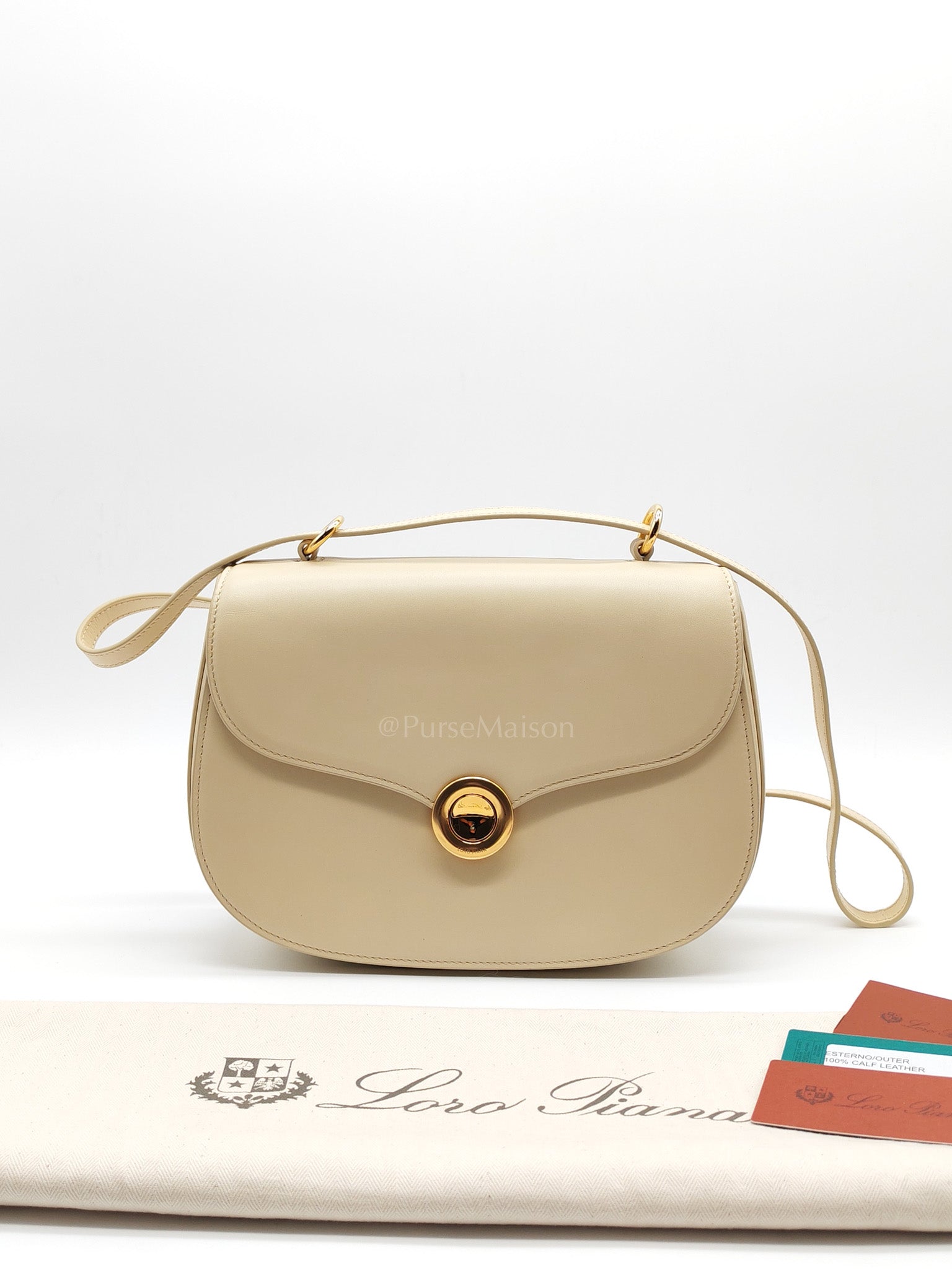Loro Piana Bag Off White in Saddle Leather Crossbody Bag | Purse Maison Luxury Bags Shop