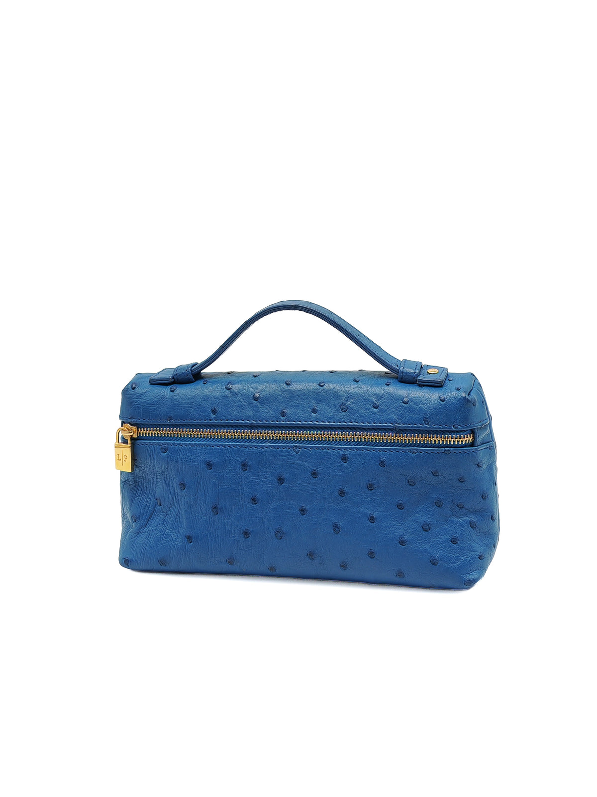 Loro Piana Extra Pocket L19 Bag in Blue Ostrich Leather (no strap) | Purse Maison Luxury Bags Shop