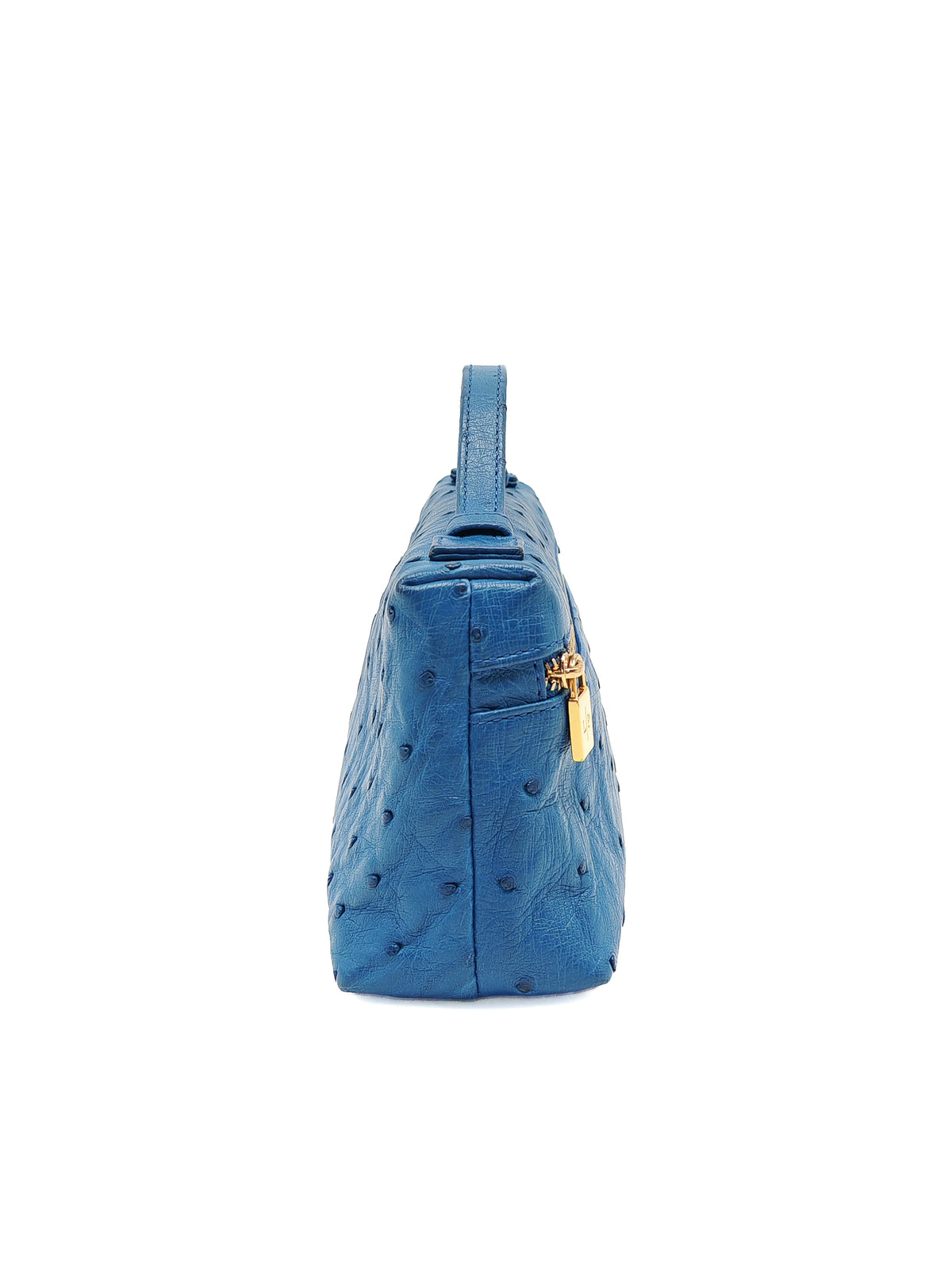 Loro Piana Extra Pocket L19 Bag in Blue Ostrich Leather (no strap) | Purse Maison Luxury Bags Shop