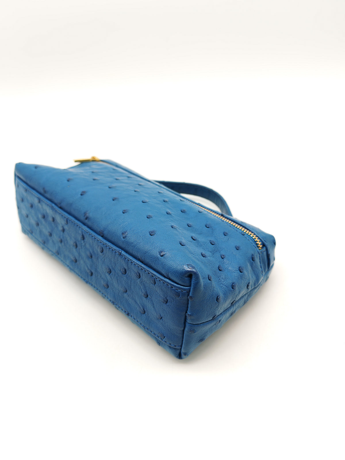 Loro Piana Extra Pocket L19 Bag in Blue Ostrich Leather (no strap) | Purse Maison Luxury Bags Shop