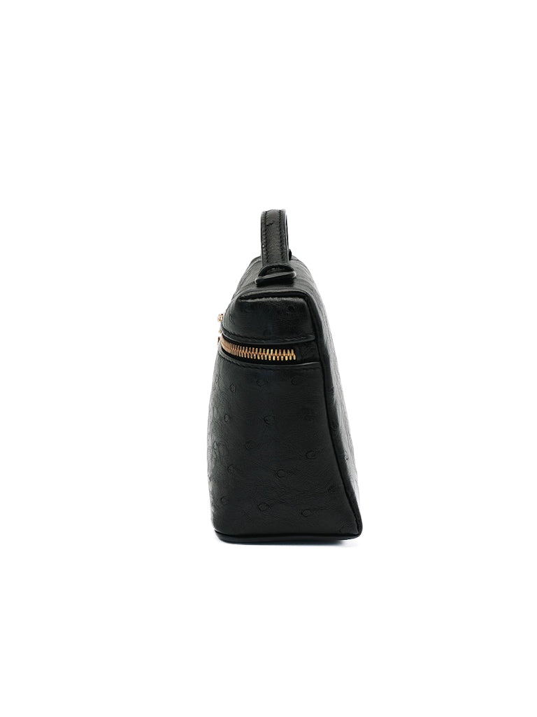 Extra Pocket Pouch L19 Black Ostrich Leather | Purse Maison Luxury Bags Shop