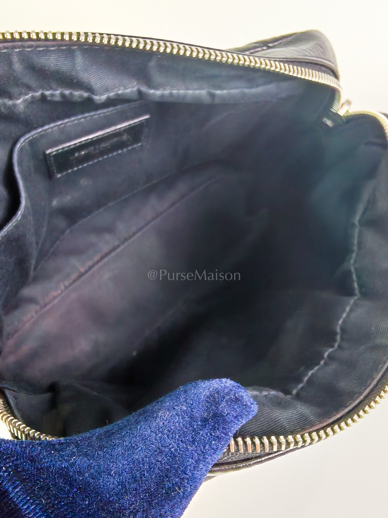 Lou Camera Bag in Black Chevron Quilted Leather & Silver Hardware | Purse Maison Luxury Bags Shop