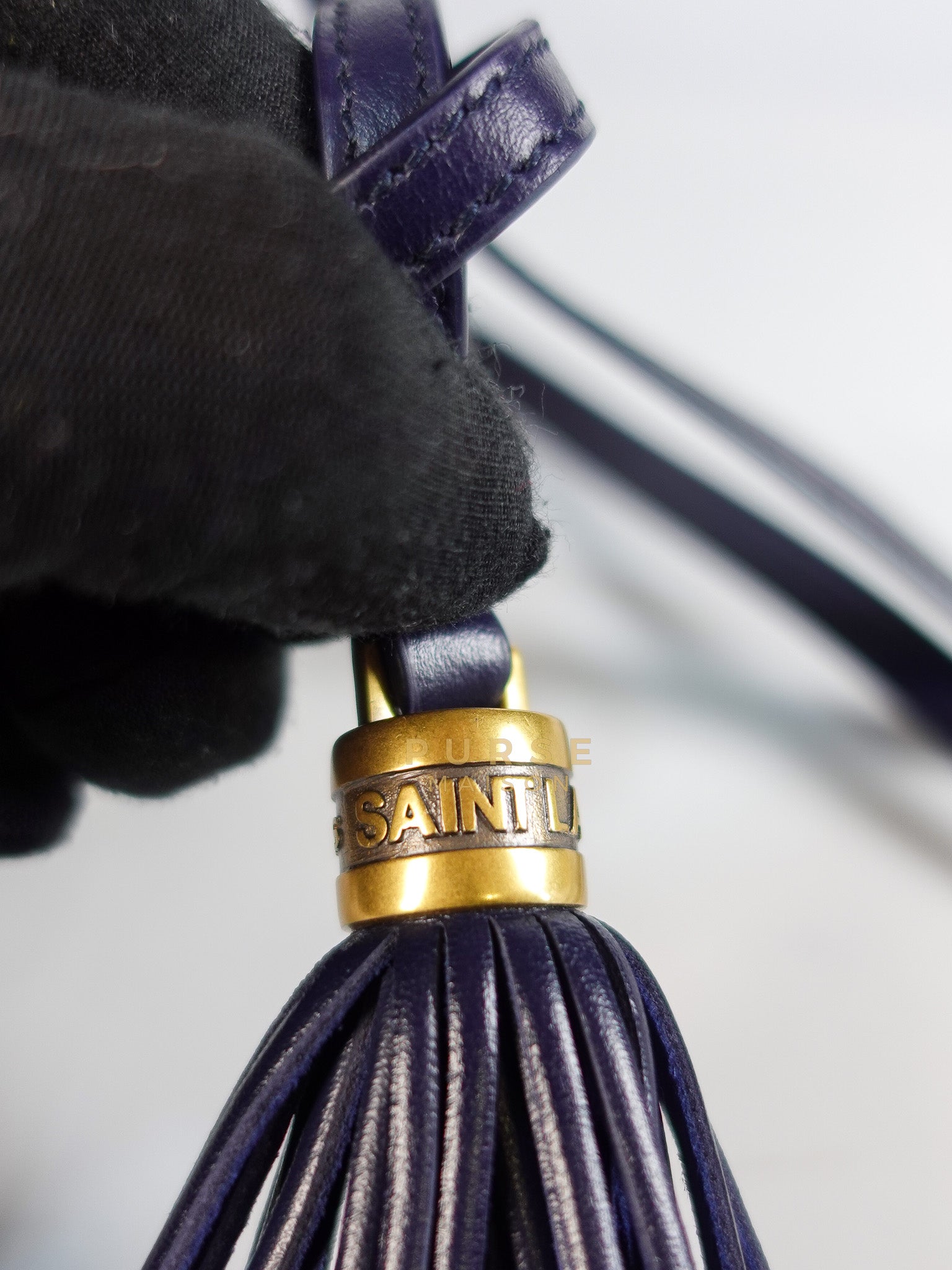 Lou Camera Bag in Navy Blue Calfskin Leather & Gold Hardware | Purse Maison Luxury Bags Shop