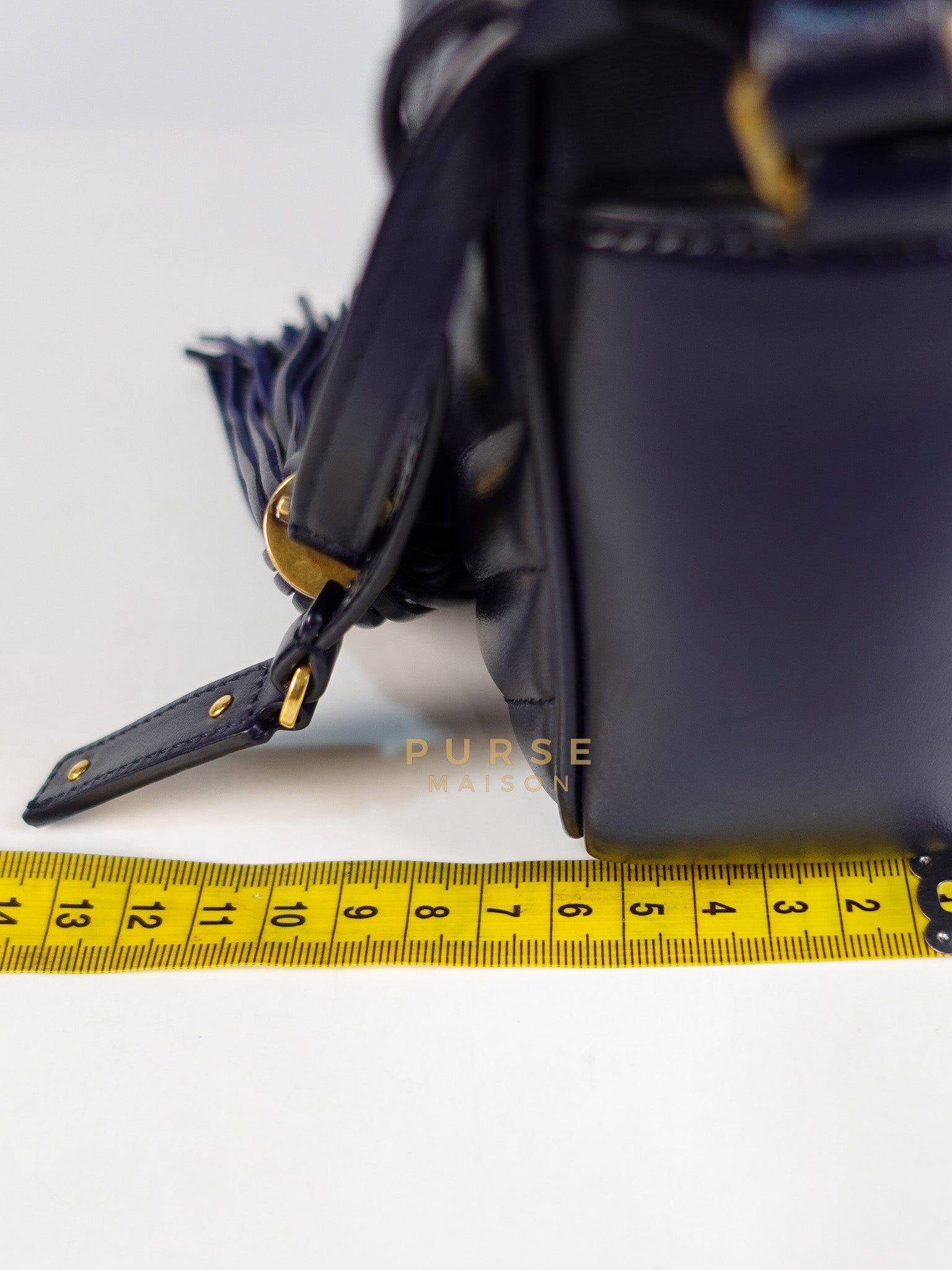 Lou Camera Bag in Navy Blue Calfskin Leather & Gold Hardware | Purse Maison Luxury Bags Shop