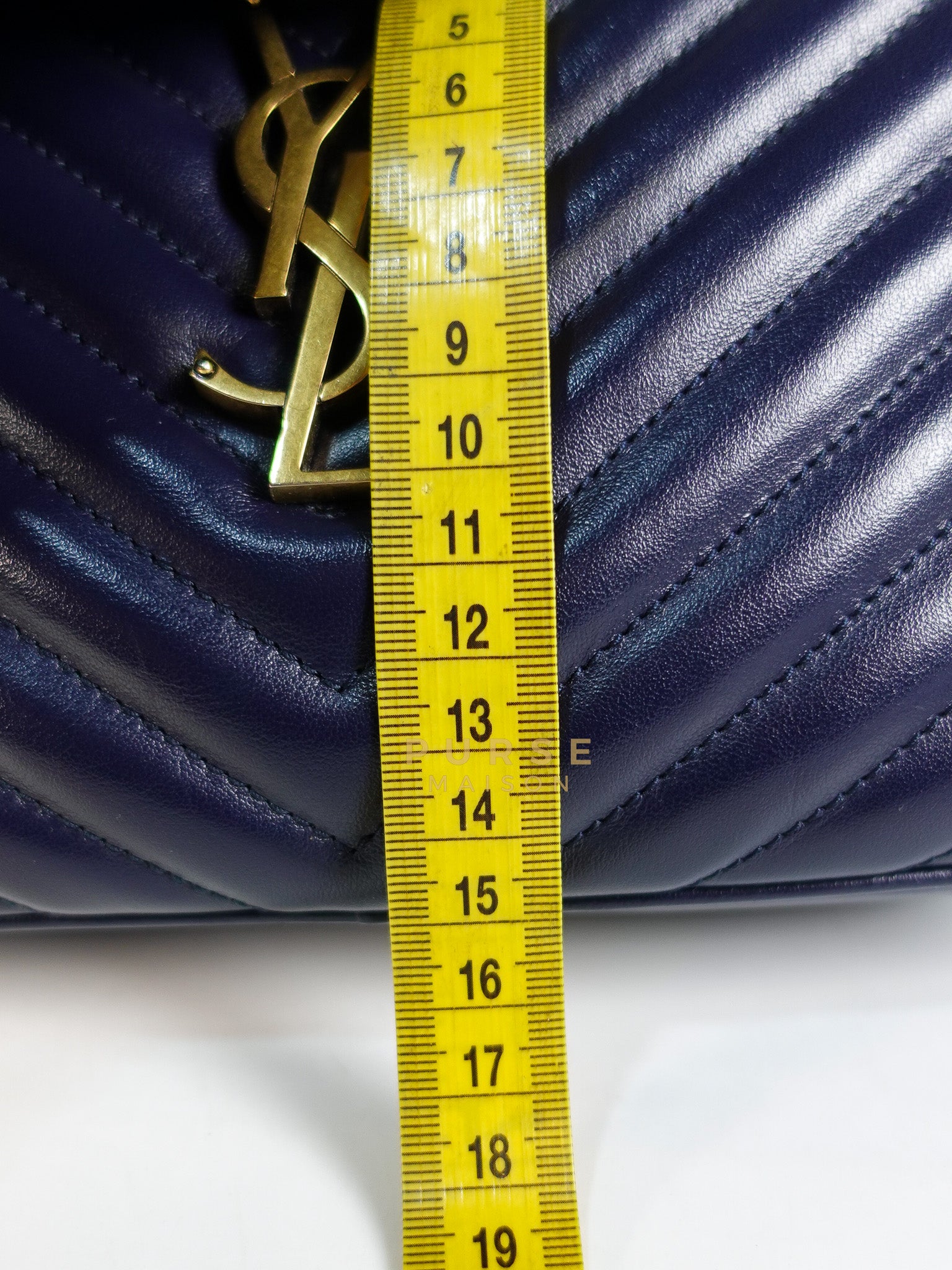 Lou Camera Bag in Navy Blue Calfskin Leather & Gold Hardware | Purse Maison Luxury Bags Shop