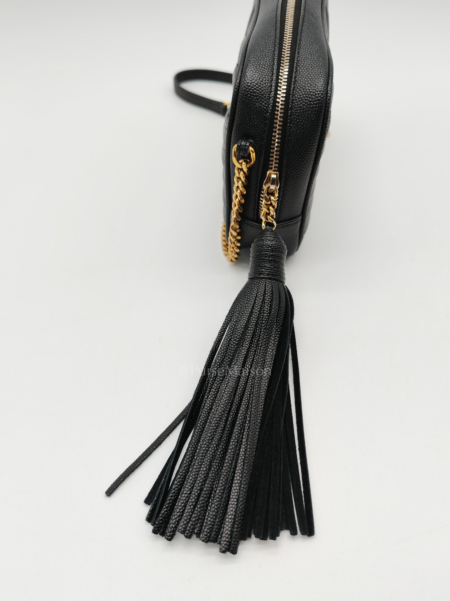 Lou Camera Bag Mini in Black Chevron Quilted Shiny Grained Calfskin Leather and Gold Hardware | Purse Maison Luxury Bags Shop