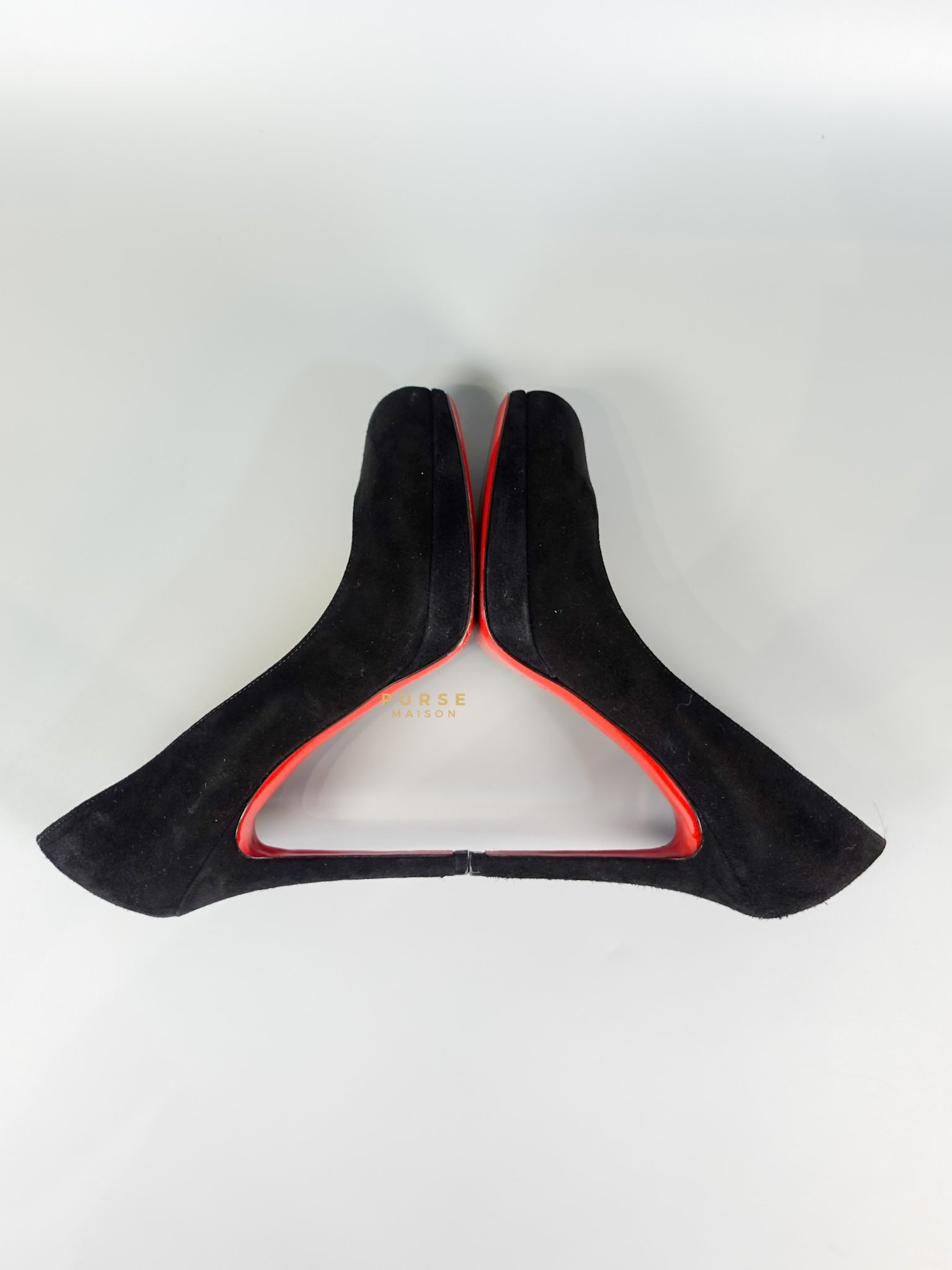 Louboutin Black Suede Hidden Platform Pumps Heels (Size 35.5EU 22.5cm) | Purse Maison Luxury Bags Shop